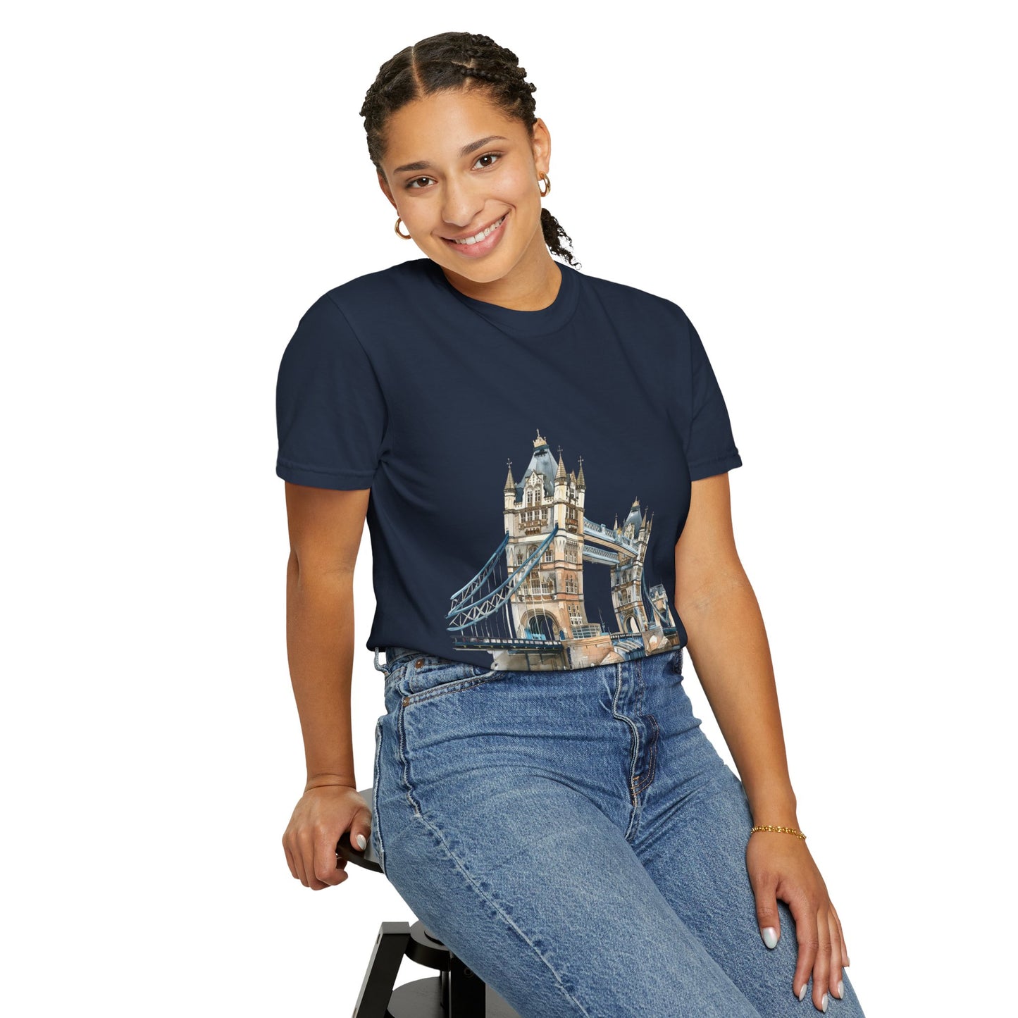 Unisex Garment-Dyed T-shirt - London Bridge - Iconic Landmark and Historical Beauty