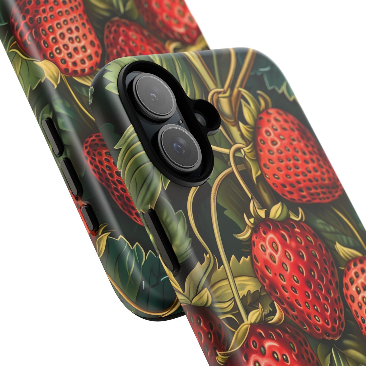 Strawberry Phone Case, Tough Berry Case, Floral Phone Cover, Cute Smartphone Shell, Nature-Inspired Gift