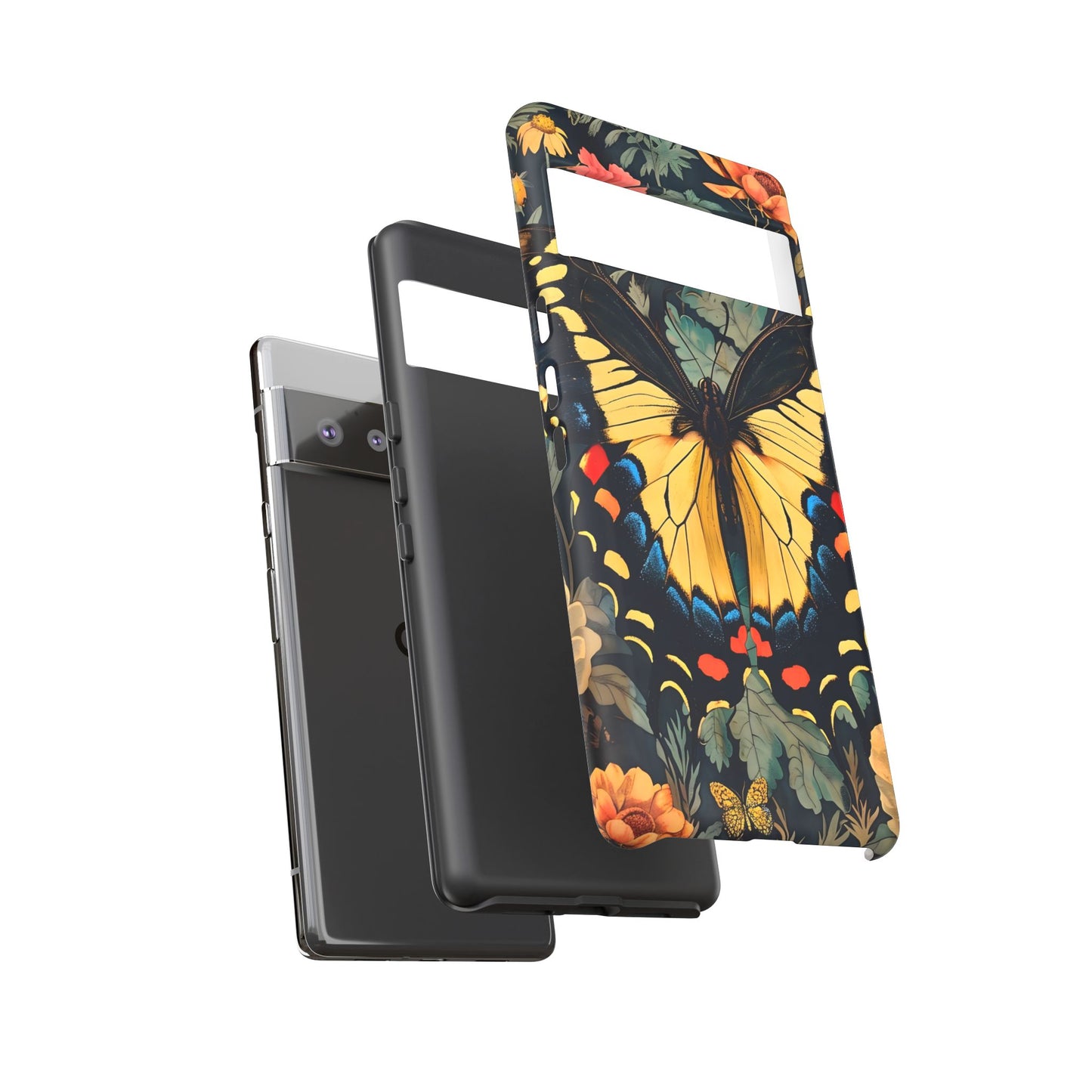 Butterfly Floral Phone Case, Art-inspire Tough Case, Gift for Nature Lovers, Butterfly Pattern Cover, Eco-Friendly Mobile Accessory