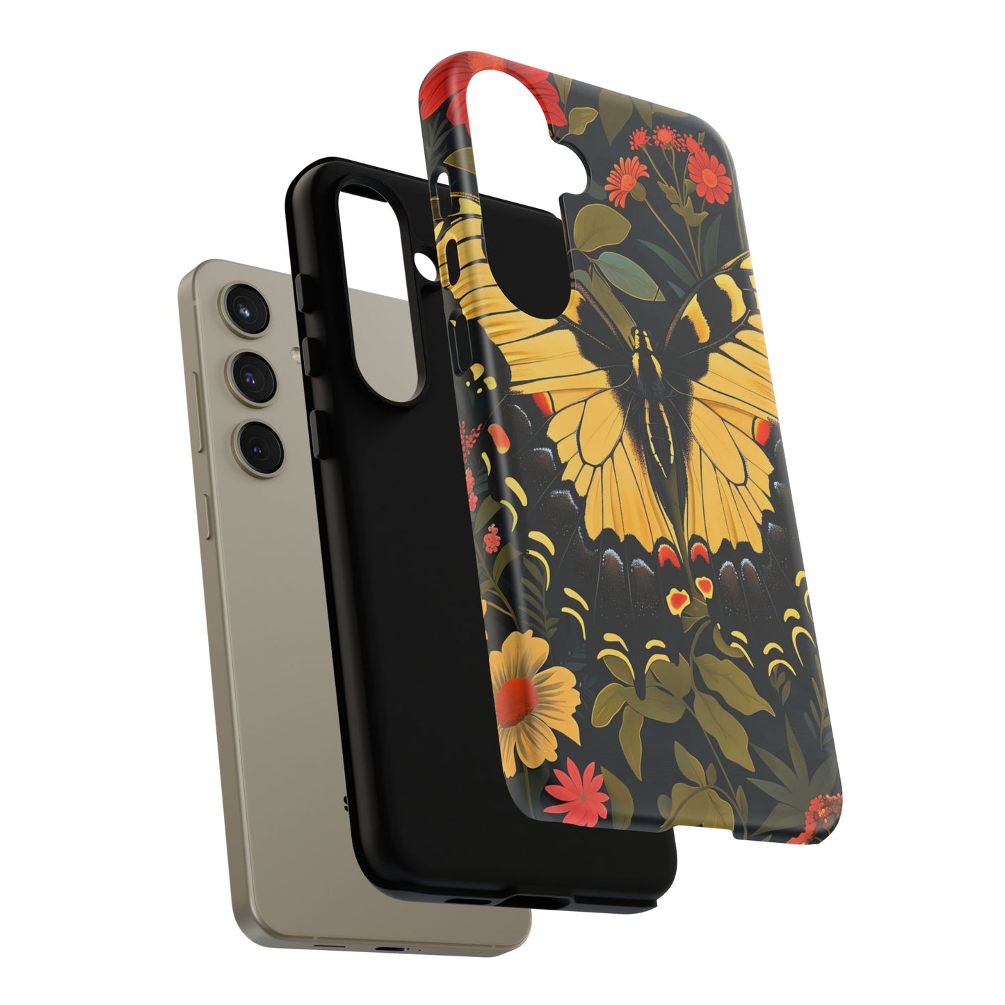 Butterfly Floral Phone Case, Tough Cases with Vibrant Design, Protective Cover for Nature Lovers, Gift for Her