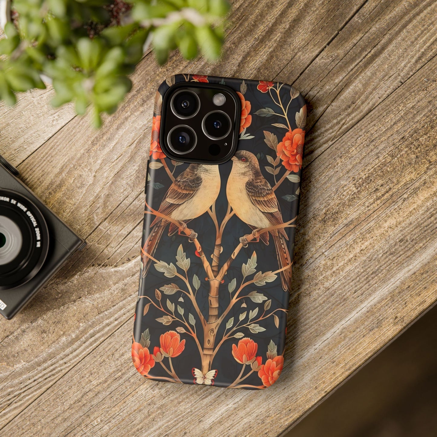 Floral Phone Case – Tough Cases with Bird Design, Unique Gift for Nature Lovers, Stylish Tech Accessory, Phone Cover, Artistic Case