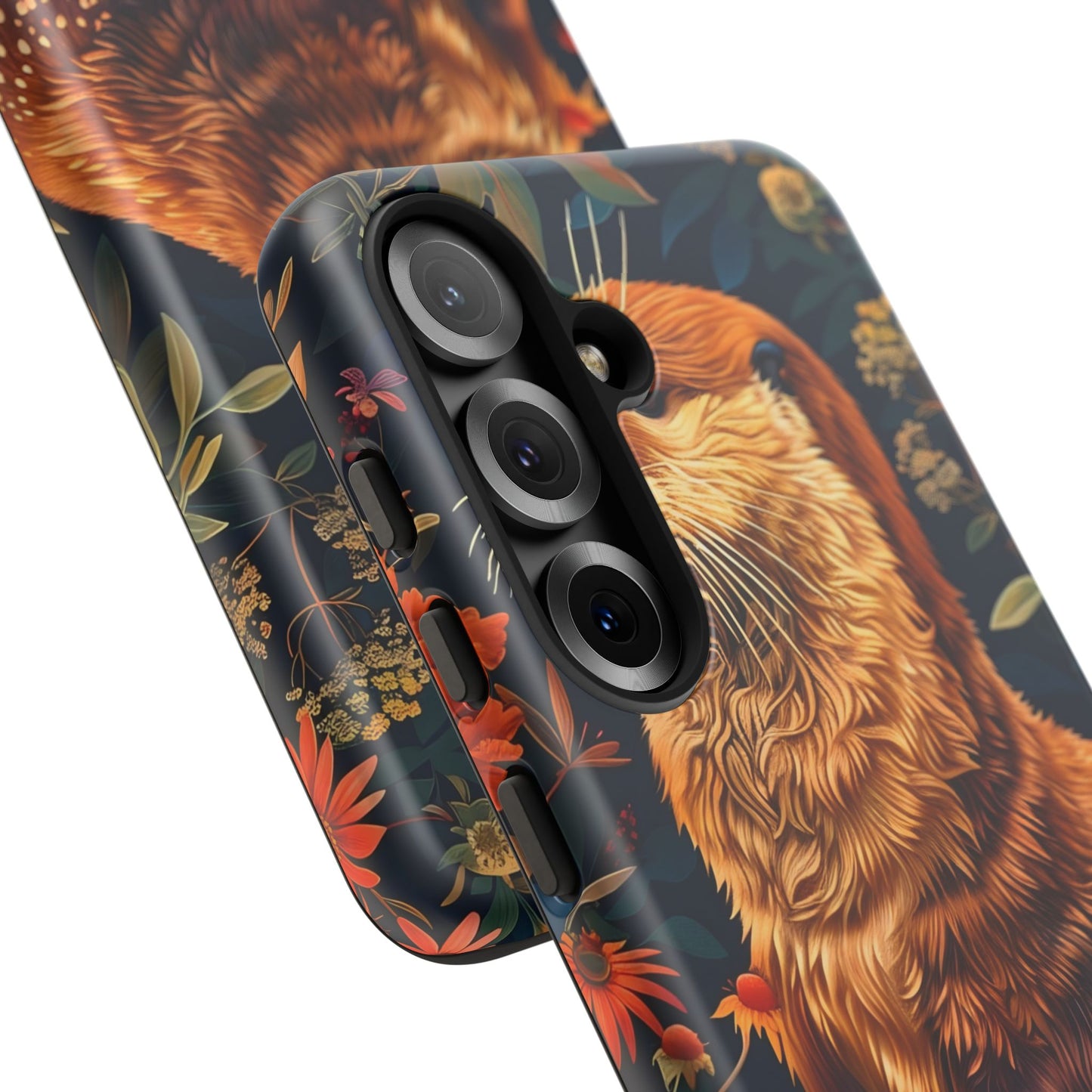 Otter Phone Case, Floral Otter Design, Tough Phone Cover, Nature Lover Gift, Cute Animal Accessories