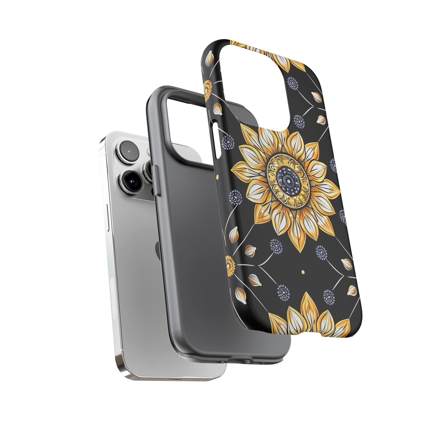 Floral Phone Case with Mandala Design, Tough Cases for iPhone & Samsung, Boho Style, Gift for Her, Unique Accessories