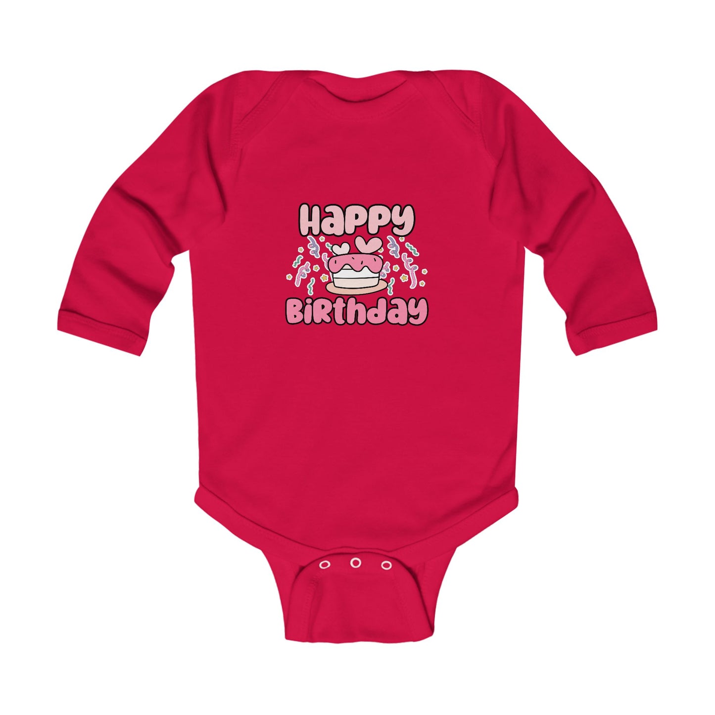 Happy Birthday Infant Long Sleeve Bodysuit – Cute Baby Shower Gift