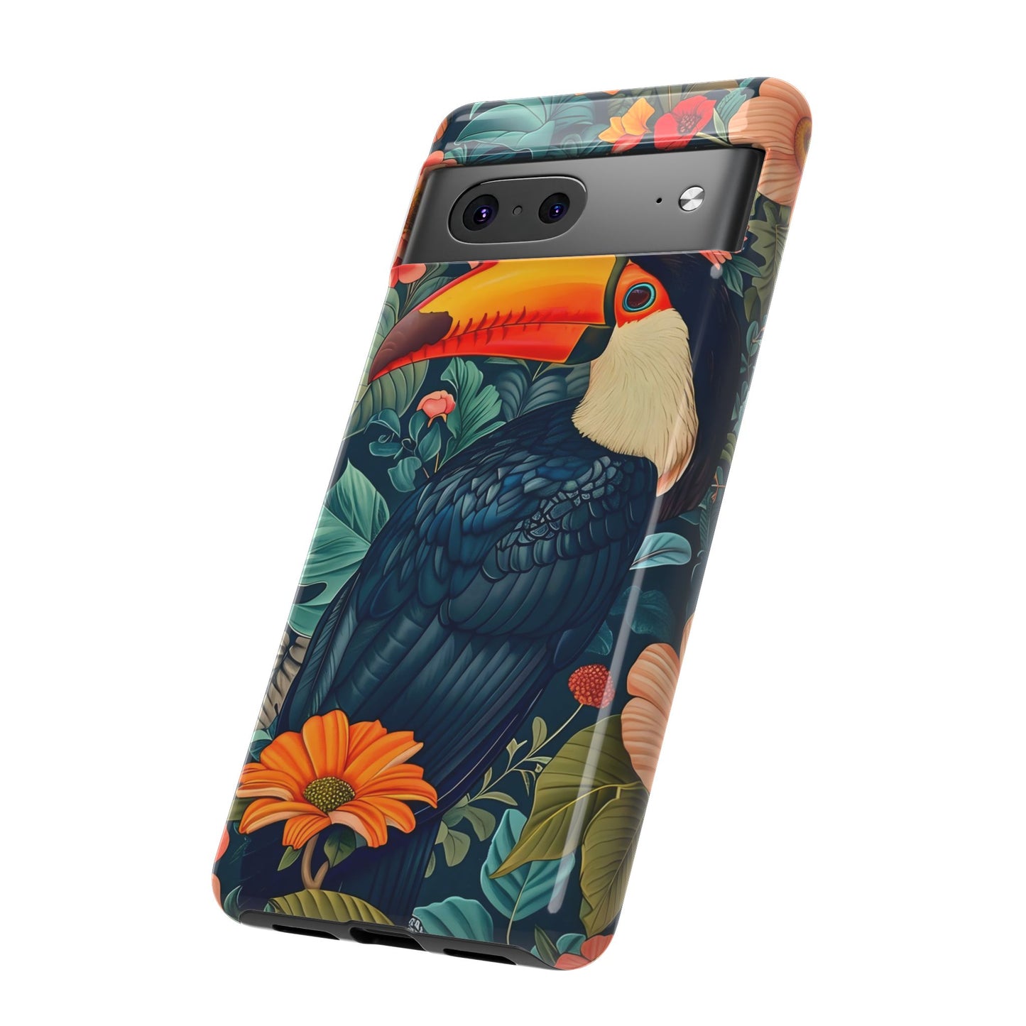 Tropical Toucan Phone Case - Cute Animal Design, Nature Lover Gift, Floral Pattern, Bird Lover Accessory, Summer Vibes