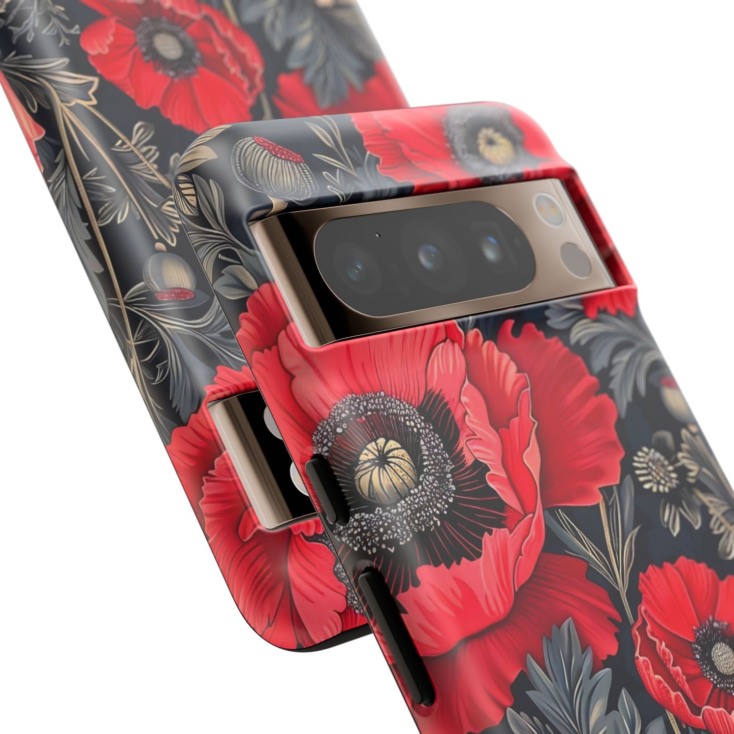 Floral Phone Case with Artistic Poppies, Tough Cases, Flower Design, Nature Lover Gift, Customizable Mobile Cover, Stylish Phone Accessories