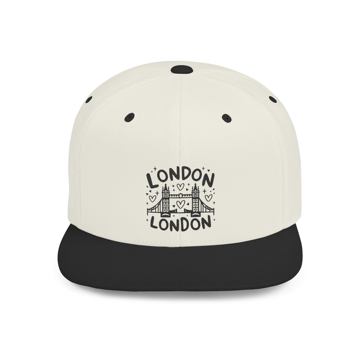 London Skyline Flat Bill Snapback Hat, Trendy Cap for Travelers, Urban Fashion, Great Gift for Adventurers, Summer Style