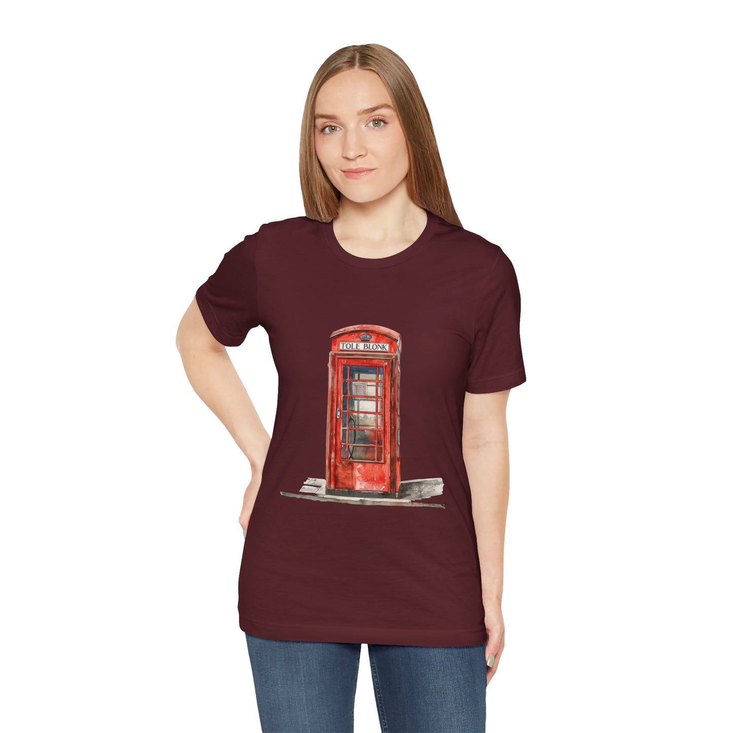 Unisex Jersey Short Sleeve Tee - Iconic British Public Telephone - Classic Red Phone Box