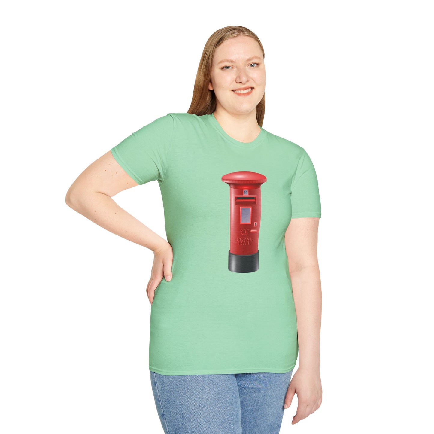Unisex Softstyle T-Shirt - Classic UK Royal Mailbox Design - British Postbox Icon
