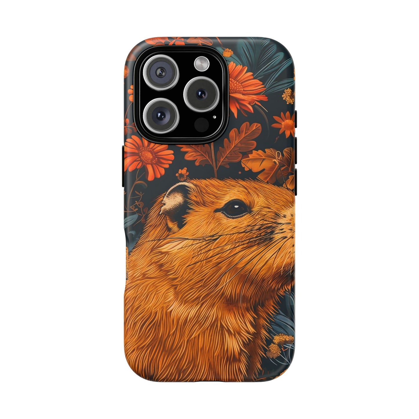 Capybara Phone Case, Floral Phone Cover, Tough Case for Animal Lovers, Unique Gift, Cute and Functional, Nature Inspired Design