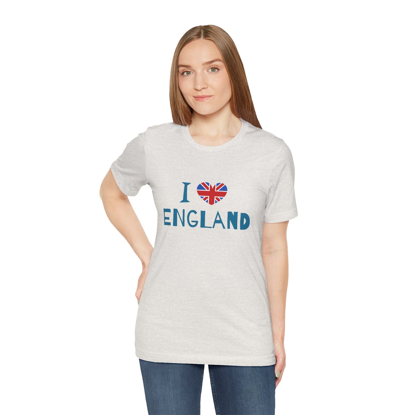 Unisex Jersey Short Sleeve Tee - I Love England - Union Jack Heart Design