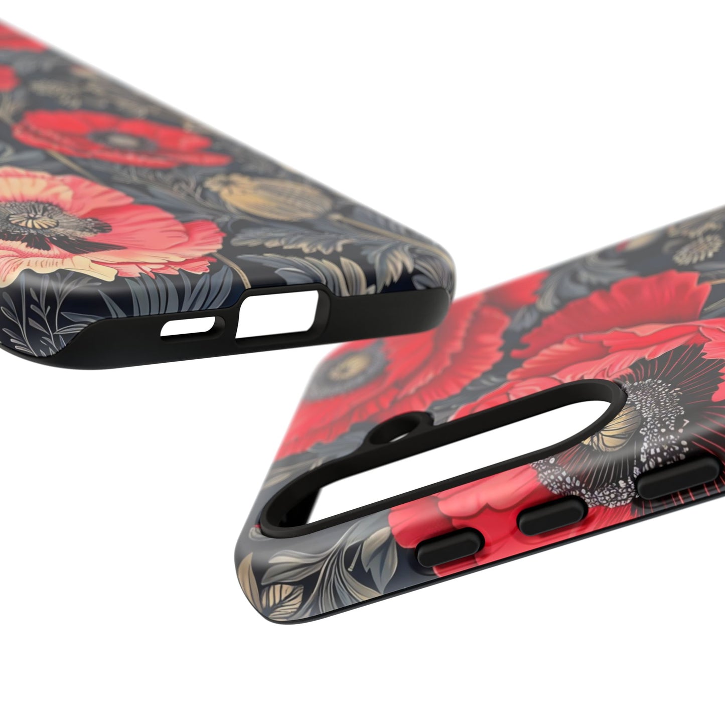 Floral Phone Case with Artistic Poppies, Tough Cases, Flower Design, Nature Lover Gift, Customizable Mobile Cover, Stylish Phone Accessories