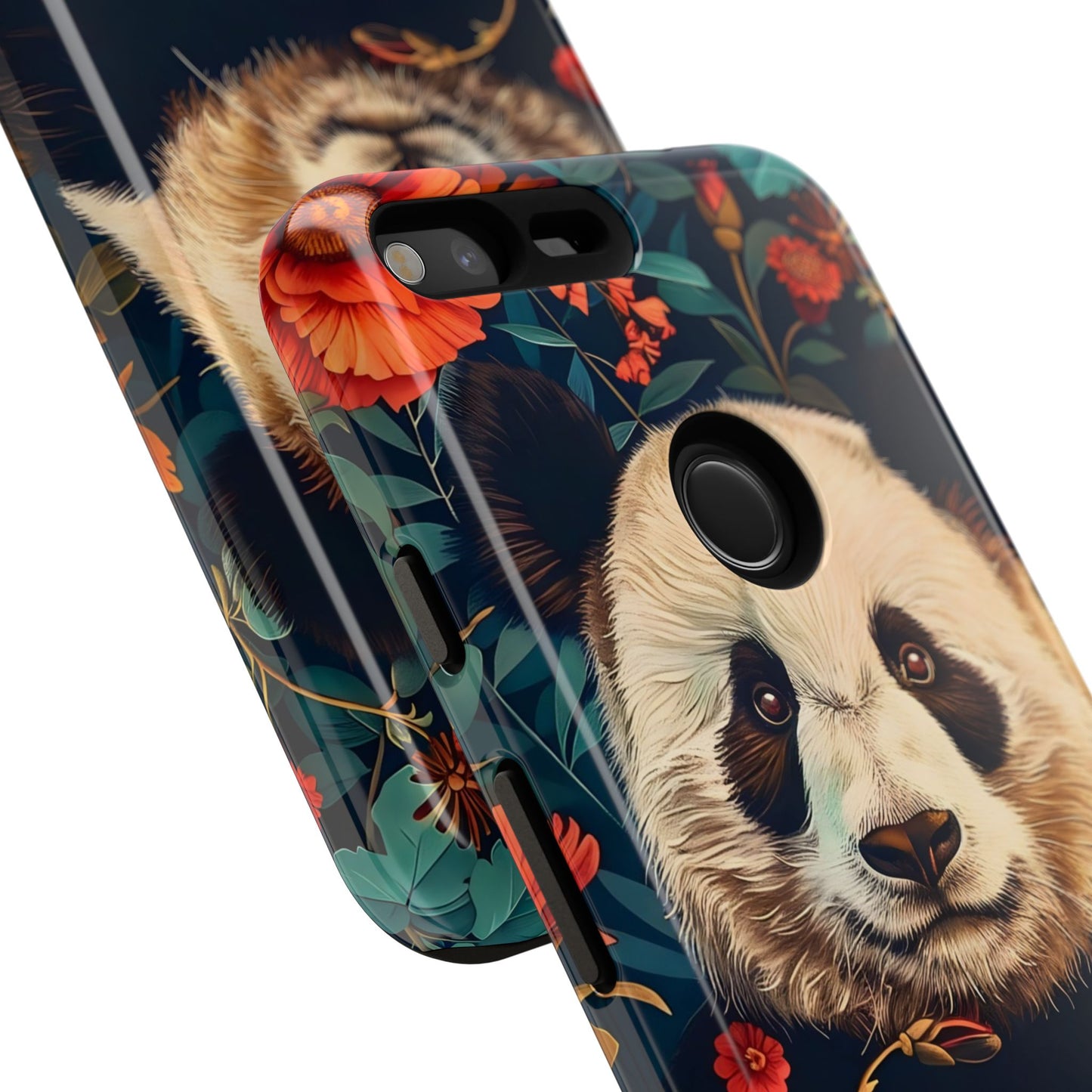 Panda Floral Phone Case, Tough Cases, Cute Animal Case, Floral Design, Gifts for Animal Lovers, Phone Accessories