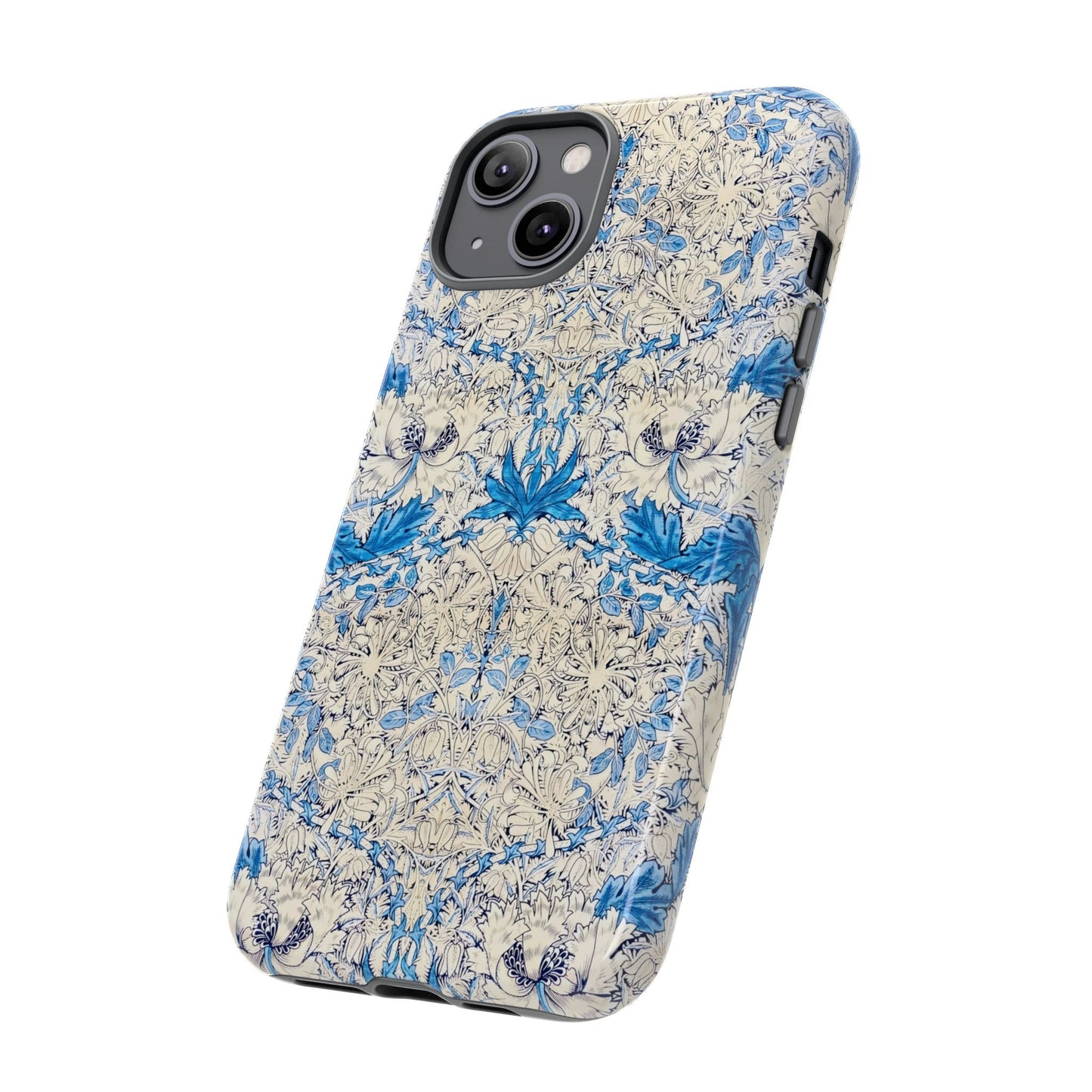Elegant Floral Phone Case, Tough iPhone Cover, Stylish Mobile Protector, Blue Patterned Case, Unique Gift for Her