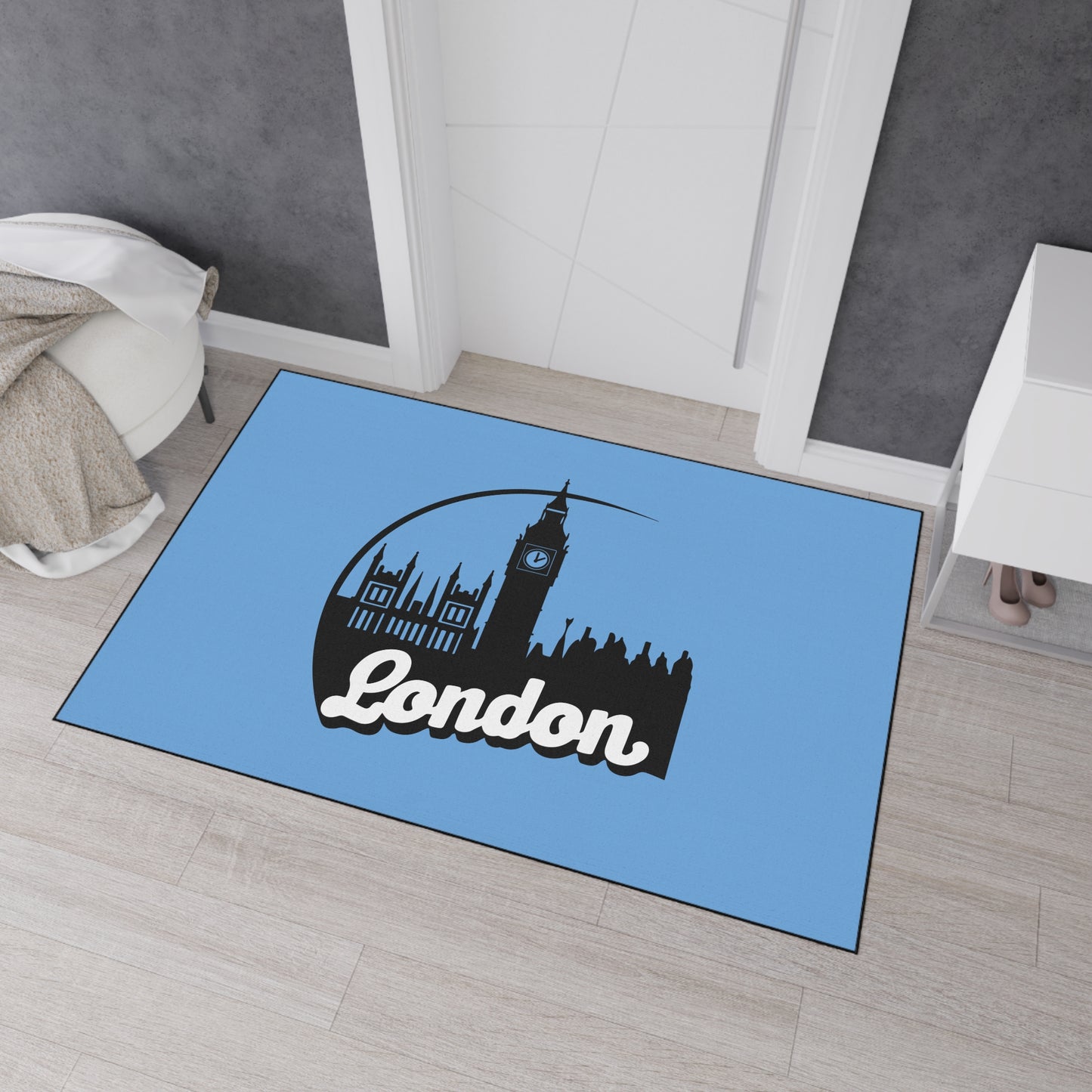 London Skyline Heavy Duty Floor Mat, Home Decor, Rug, Kitchen Mat, Entryway Welcome Mat, Gift for Travelers