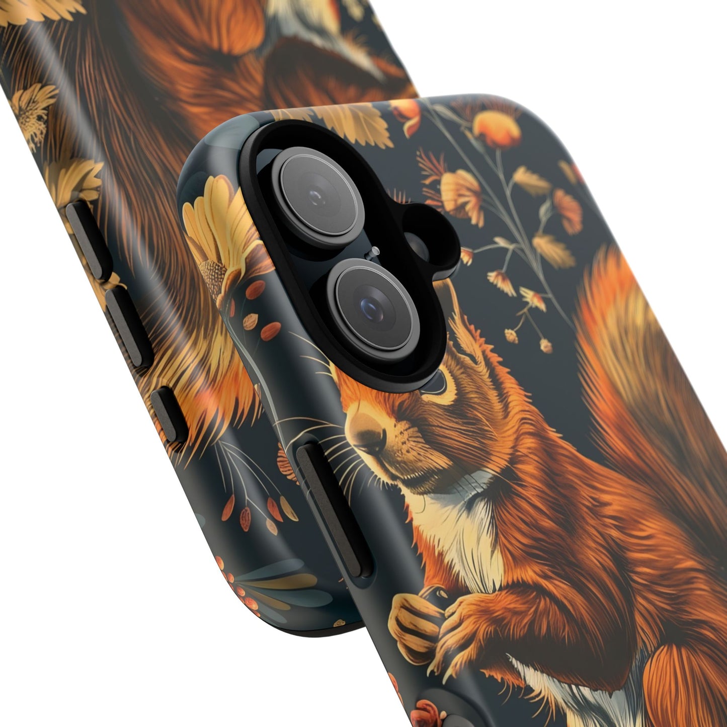 Squirrel Floral Phone Case, Tough Cases for Nature Lovers, Cute Animal Design, Fall Aesthetic, Perfect Gift for Her
