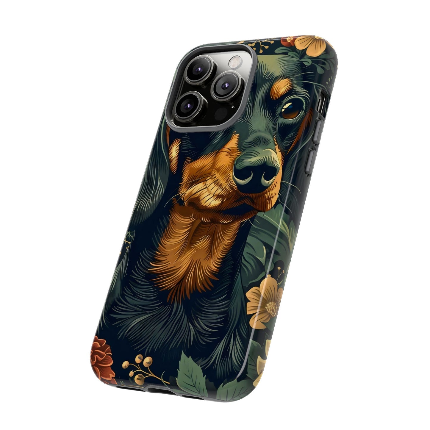 Dachshund Phone Case, Floral Pet Phone Cover, Dog Lover Gift, Tough Phone Case, Custom Dachshund Design, Unique Dog Owner Accessory