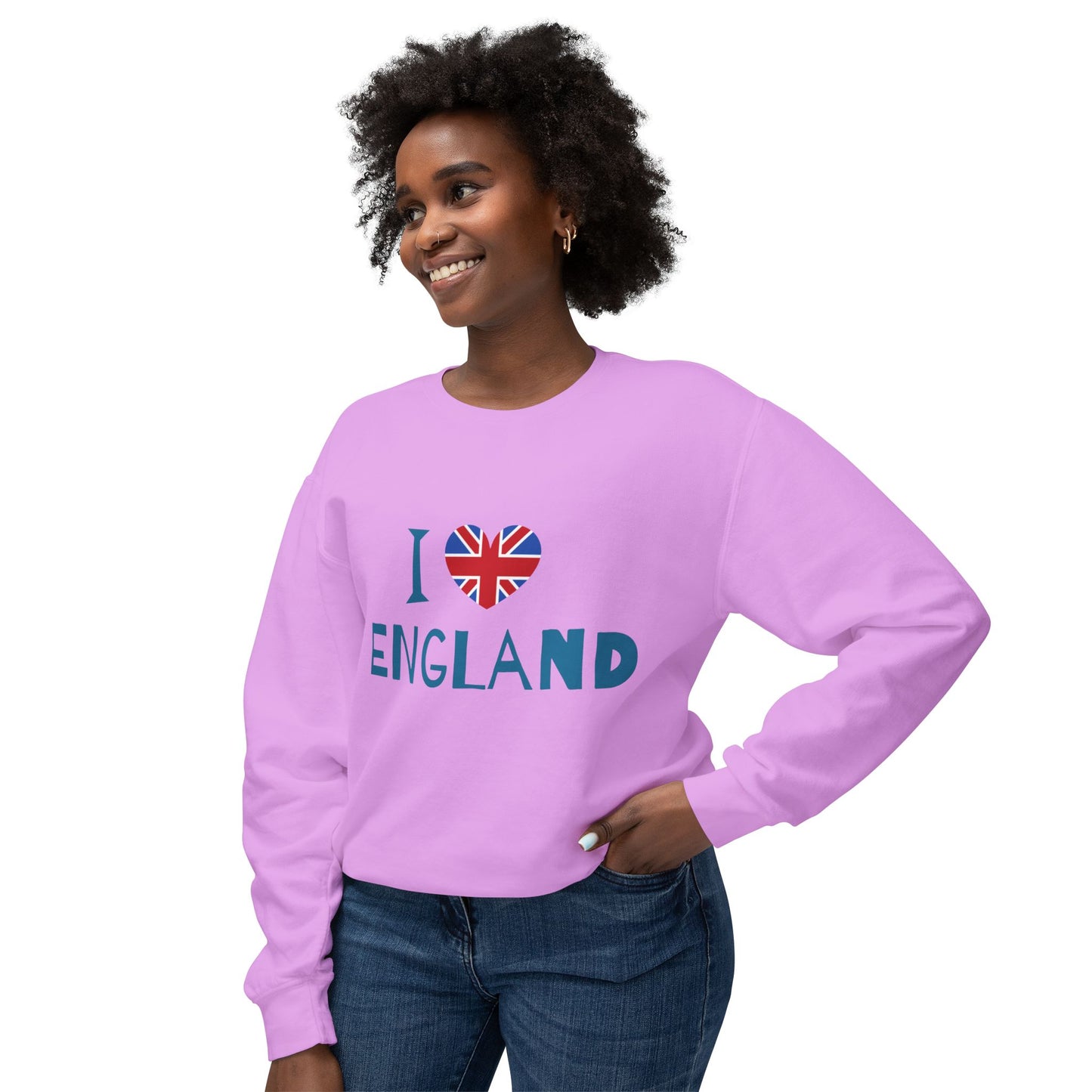 Unisex Lightweight Crewneck Sweatshirt - I Love England - Union Jack Heart Design