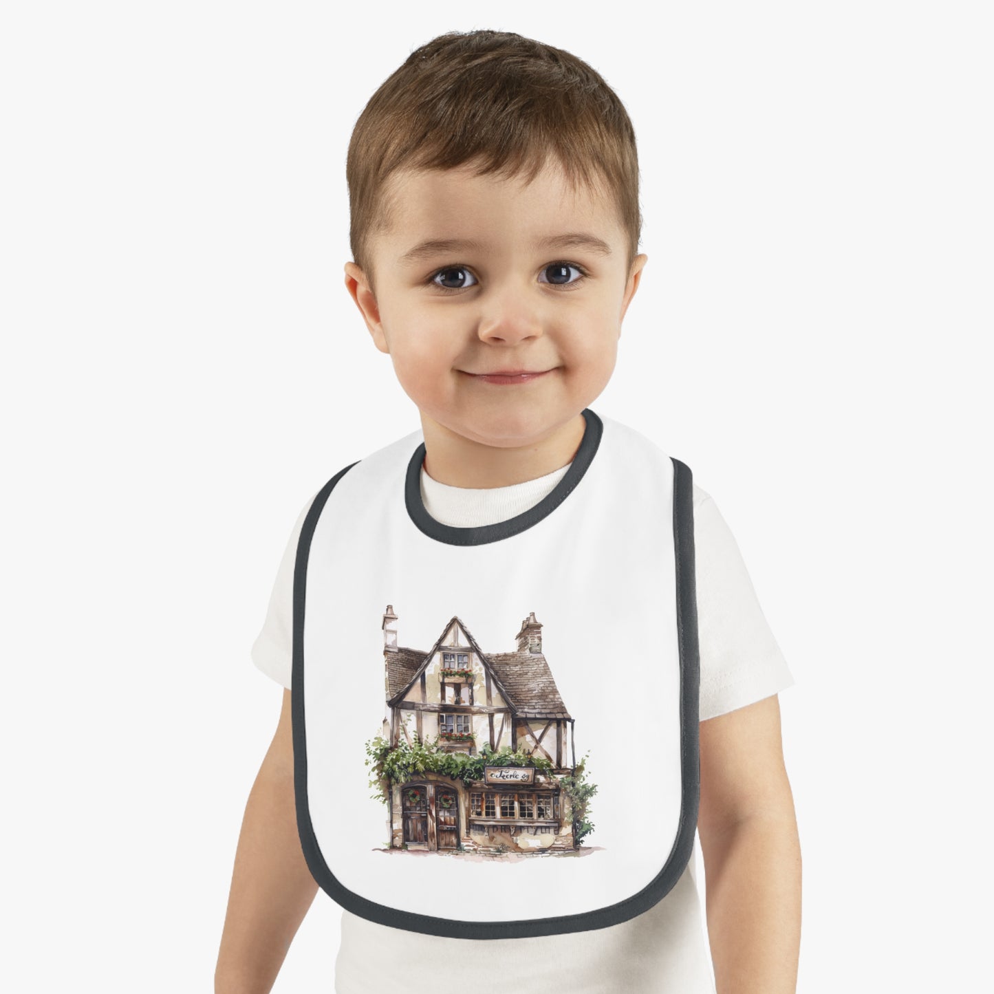Whimsical House Design Baby Bib, Cute Baby Shower Gift, Reusable Bib, Toddler Feeding Essentials, Kids Meal Accessories