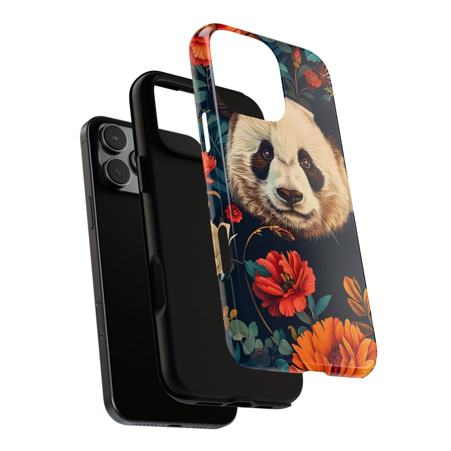 Panda Floral Phone Case, Tough Cases, Cute Animal Case, Floral Design, Gifts for Animal Lovers, Phone Accessories