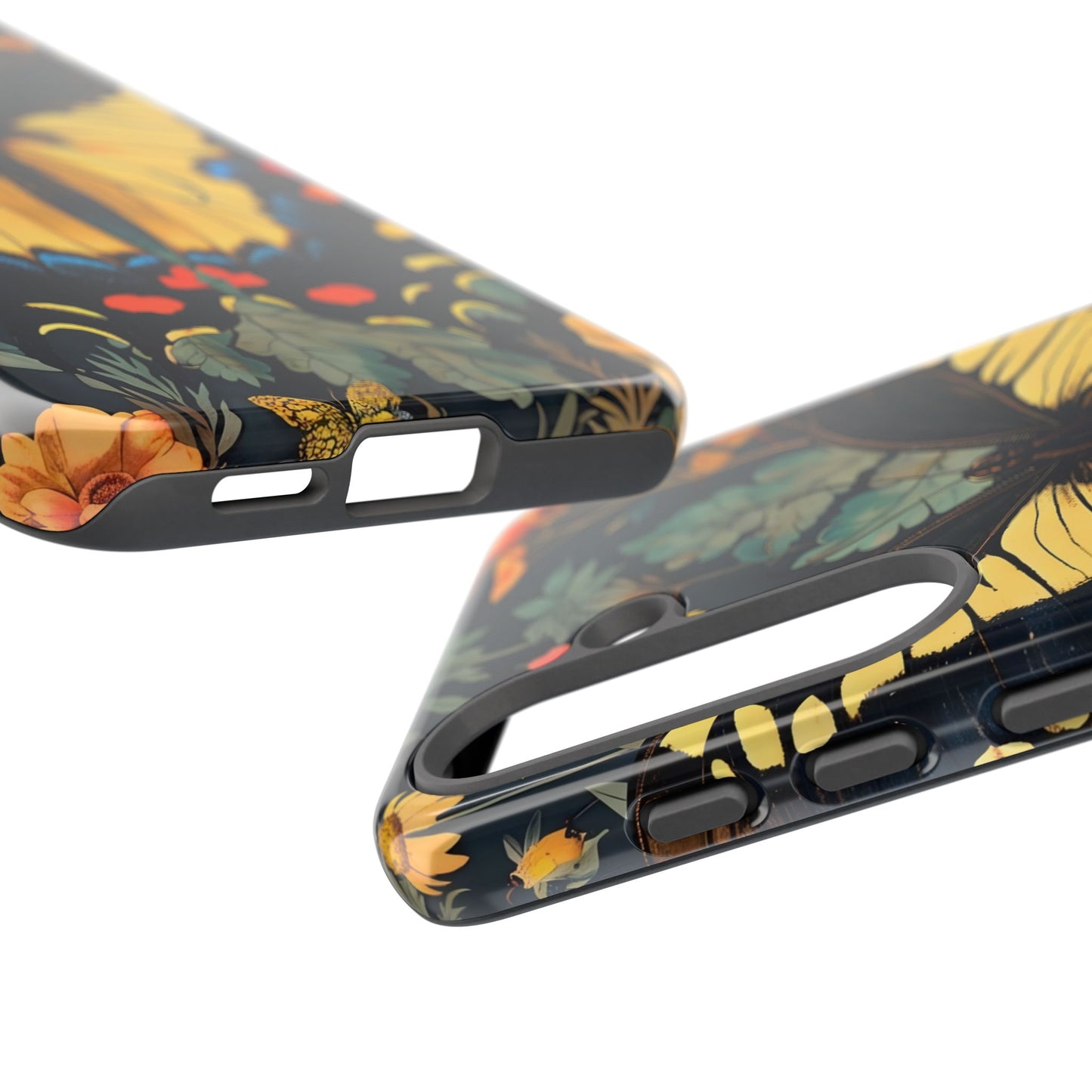 Butterfly Floral Phone Case, Art-inspire Tough Case, Gift for Nature Lovers, Butterfly Pattern Cover, Eco-Friendly Mobile Accessory