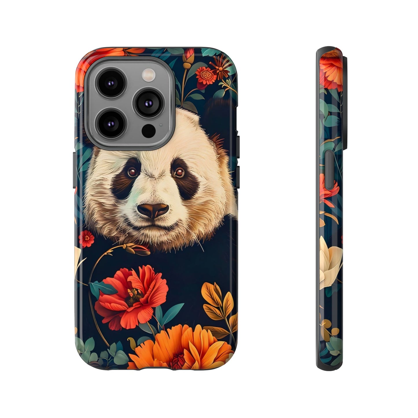 Panda Floral Phone Case, Tough Cases, Cute Animal Case, Floral Design, Gifts for Animal Lovers, Phone Accessories