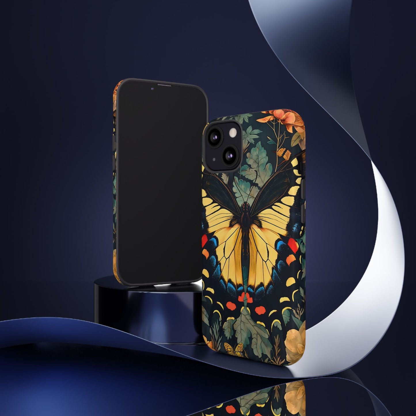 Butterfly Floral Phone Case, Art-inspire Tough Case, Gift for Nature Lovers, Butterfly Pattern Cover, Eco-Friendly Mobile Accessory