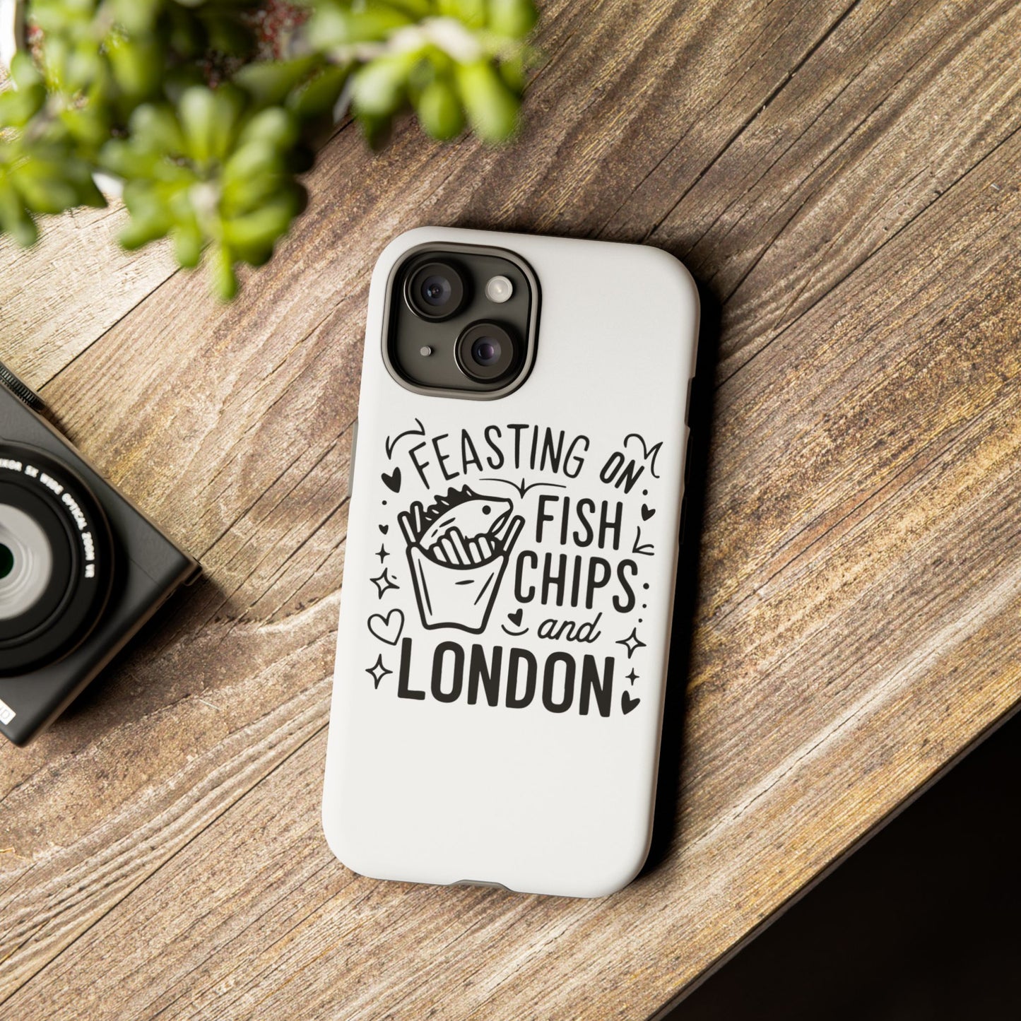 London Fish & Chips Phone Case | Fun Gift for Foodies, Travel Lovers, London Souvenir, Unique Accessories, Personalization Option