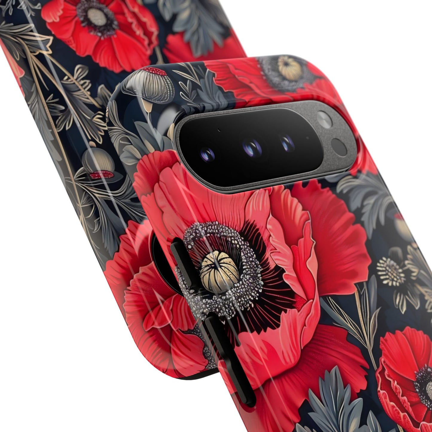 Floral Phone Case with Artistic Poppies, Tough Cases, Flower Design, Nature Lover Gift, Customizable Mobile Cover, Stylish Phone Accessories