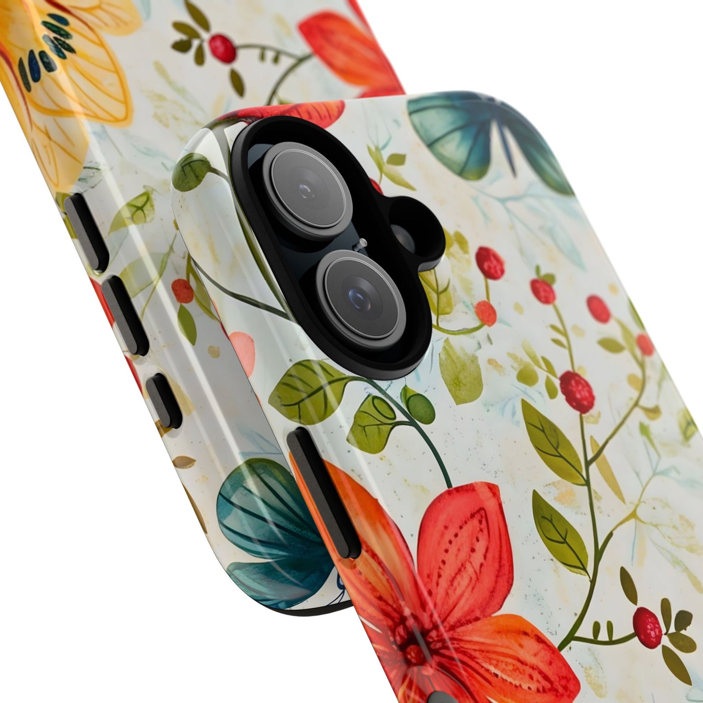 Floral Phone Case with Butterflies, Flower Design, Tough Phone Cover, Nature Lover Gift, Stylish Phone Accessory, Eco-Friendly