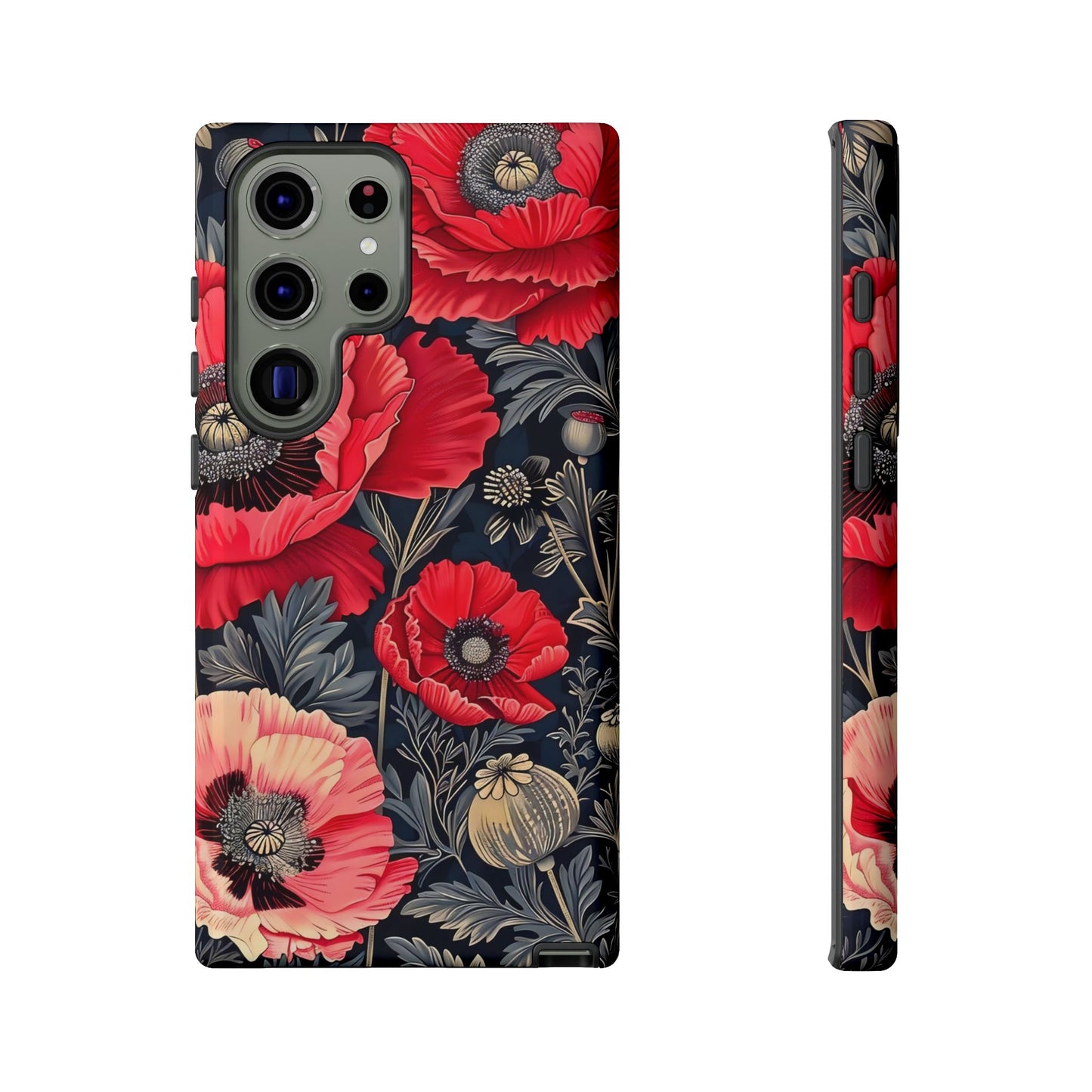 Floral Phone Case with Artistic Poppies, Tough Cases, Flower Design, Nature Lover Gift, Customizable Mobile Cover, Stylish Phone Accessories
