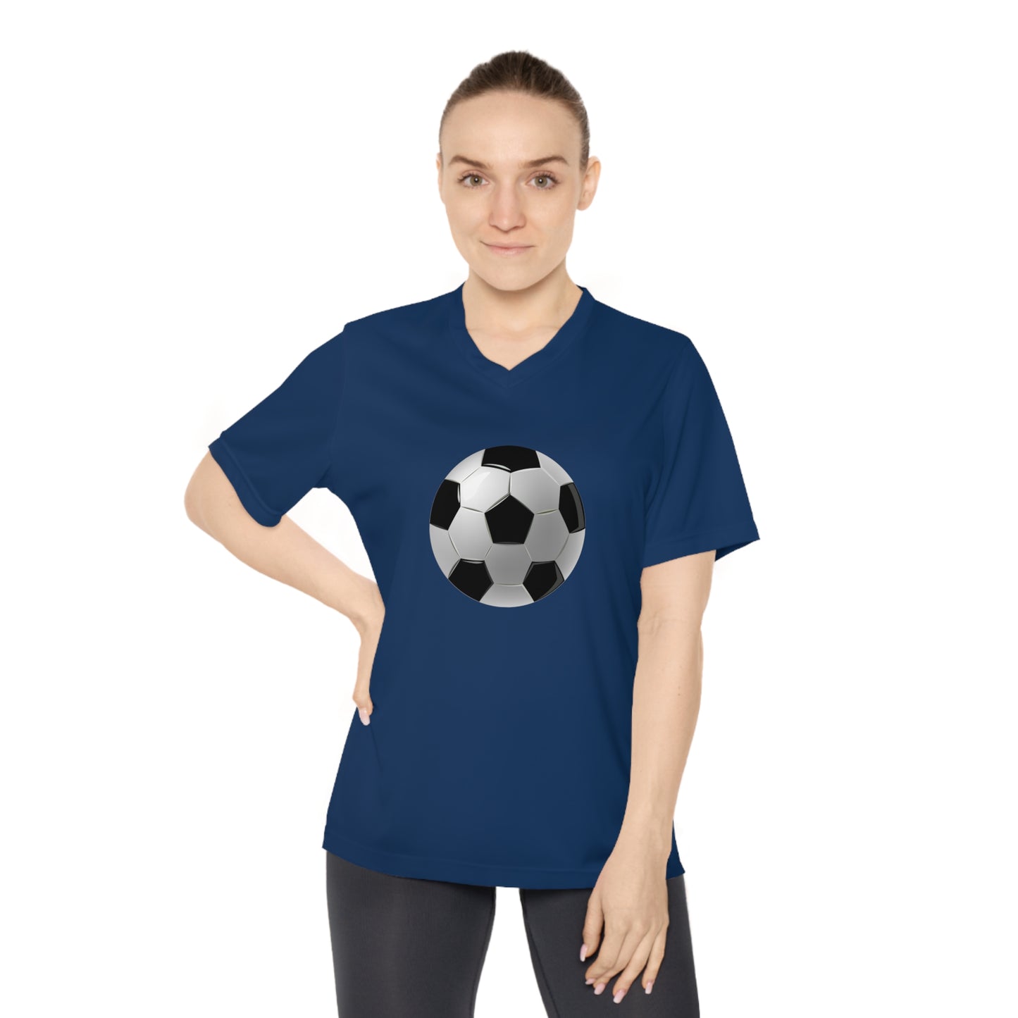 Women's Performance Soccer V-Neck T-Shirt - Activewear for Sports Fans - Dynamic Football Design - Sports Passion and Energy
