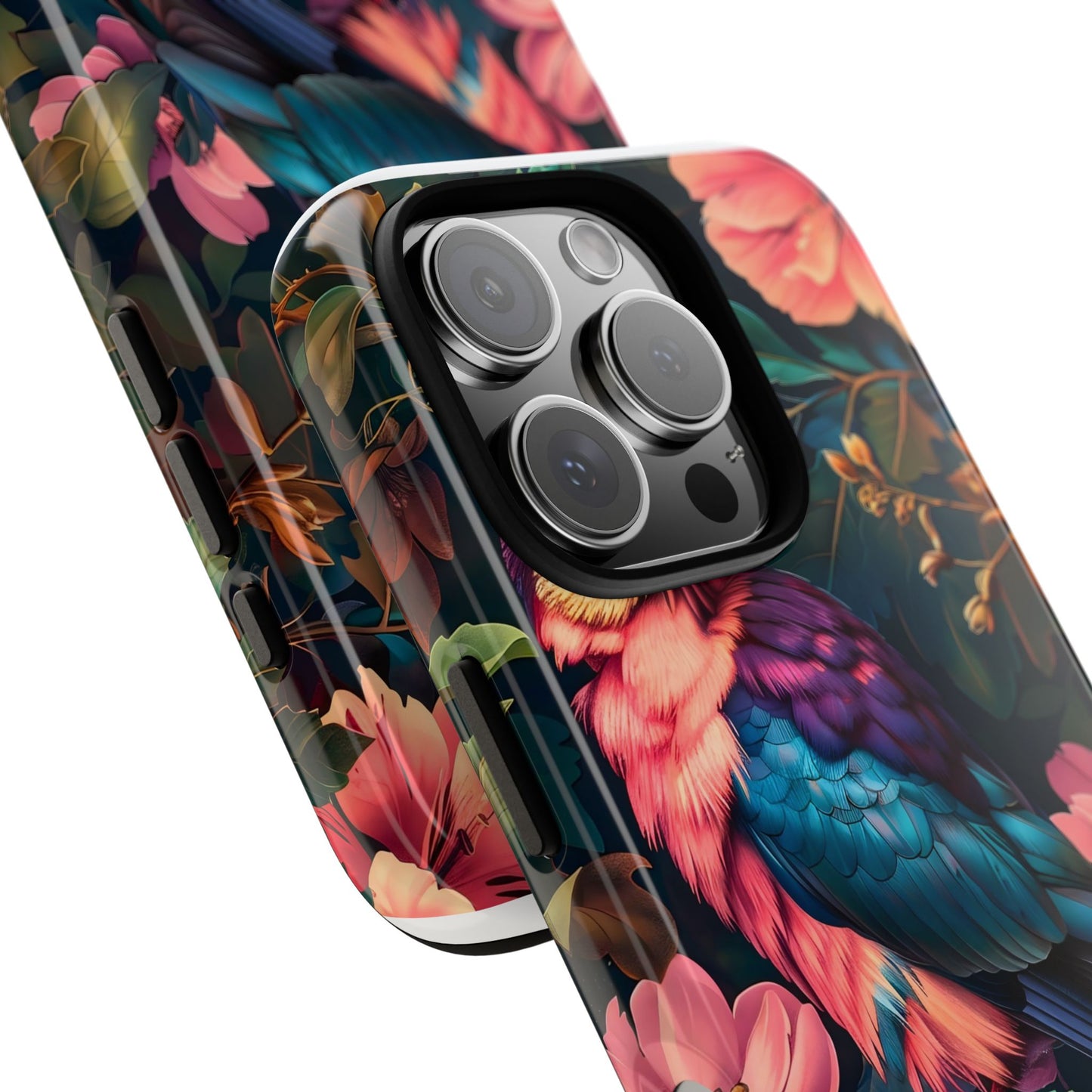 Tough Cases: Vibrant Tropical Bird Phone Case, Floral Smartphone Cover, Nature Lover Gift, Boho Phone Accessory, Cute Bird Case