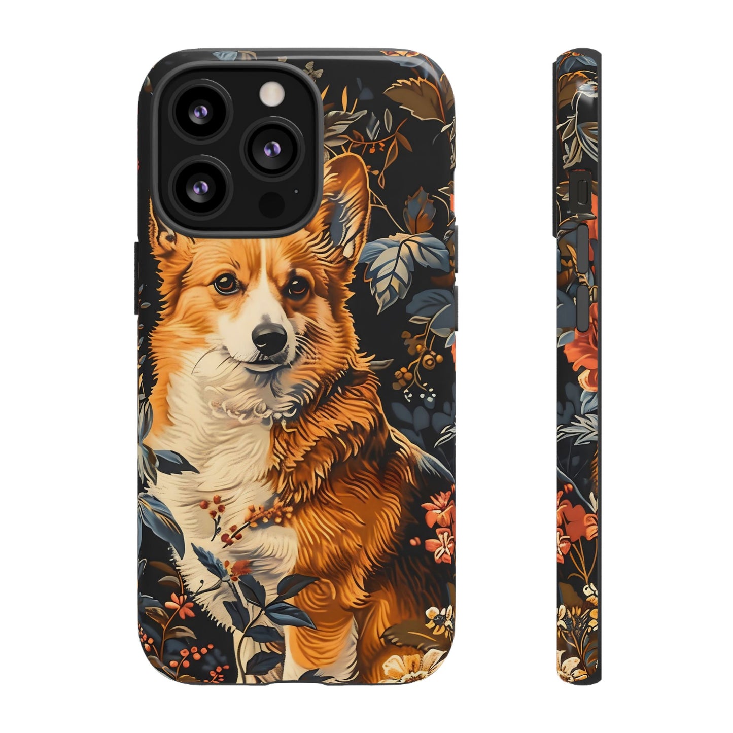 Corgi Floral Phone Case - Tough Cases for Dog Lovers, Cute Pet Accessories, Gift for Dog Owners, Floral Design, Personalized Tech Cover