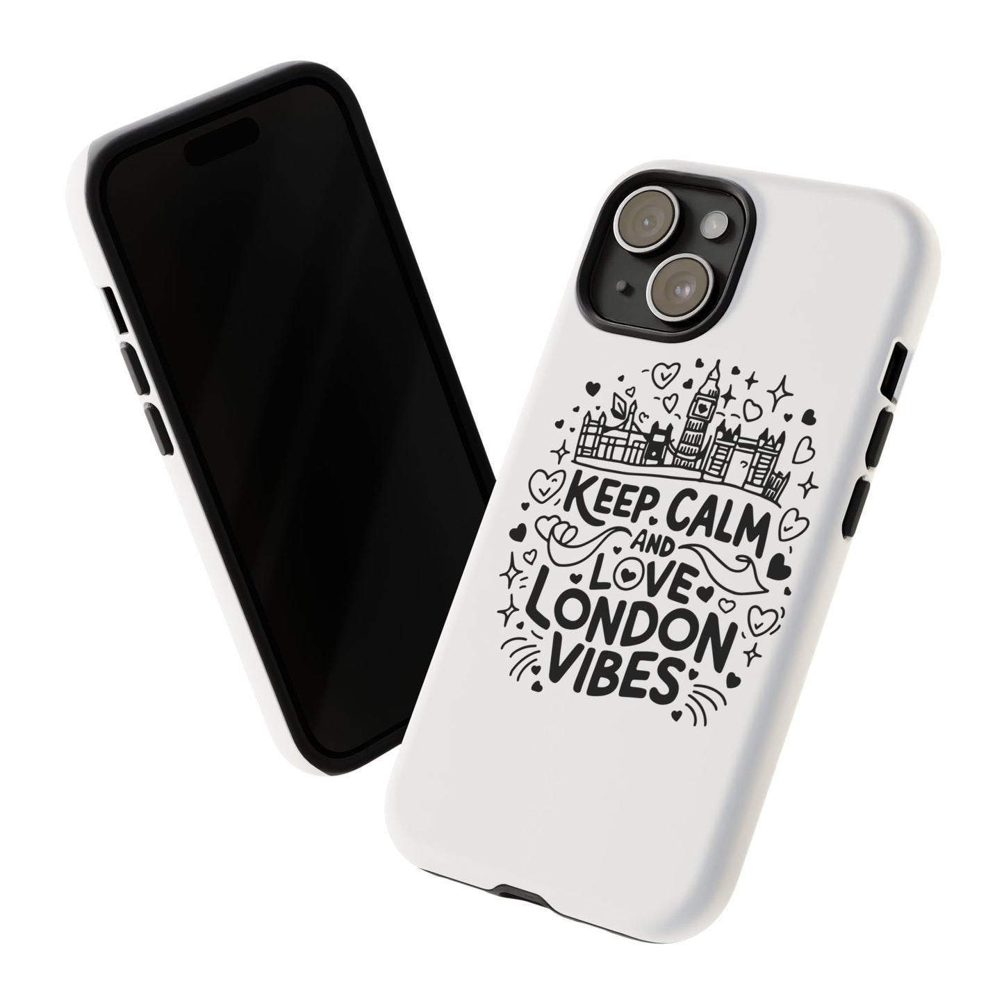 London Vibes Phone Case – Keep Calm Design, iPhone Accessories, Gift for Travelers, London Souvenir, Unique Cell Phone Cover