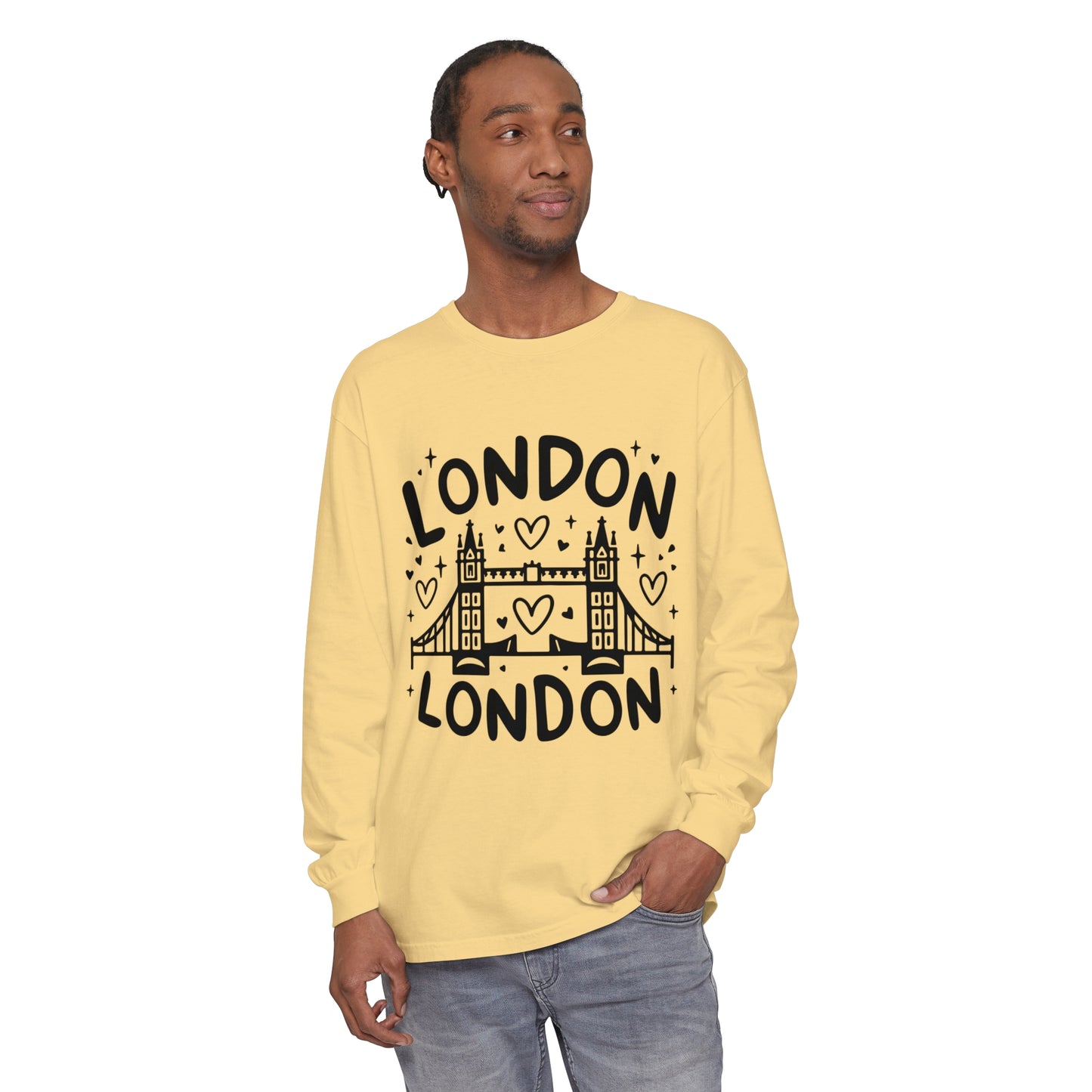 Unisex Garment-dyed Long Sleeve T-Shirt - Love Cool London