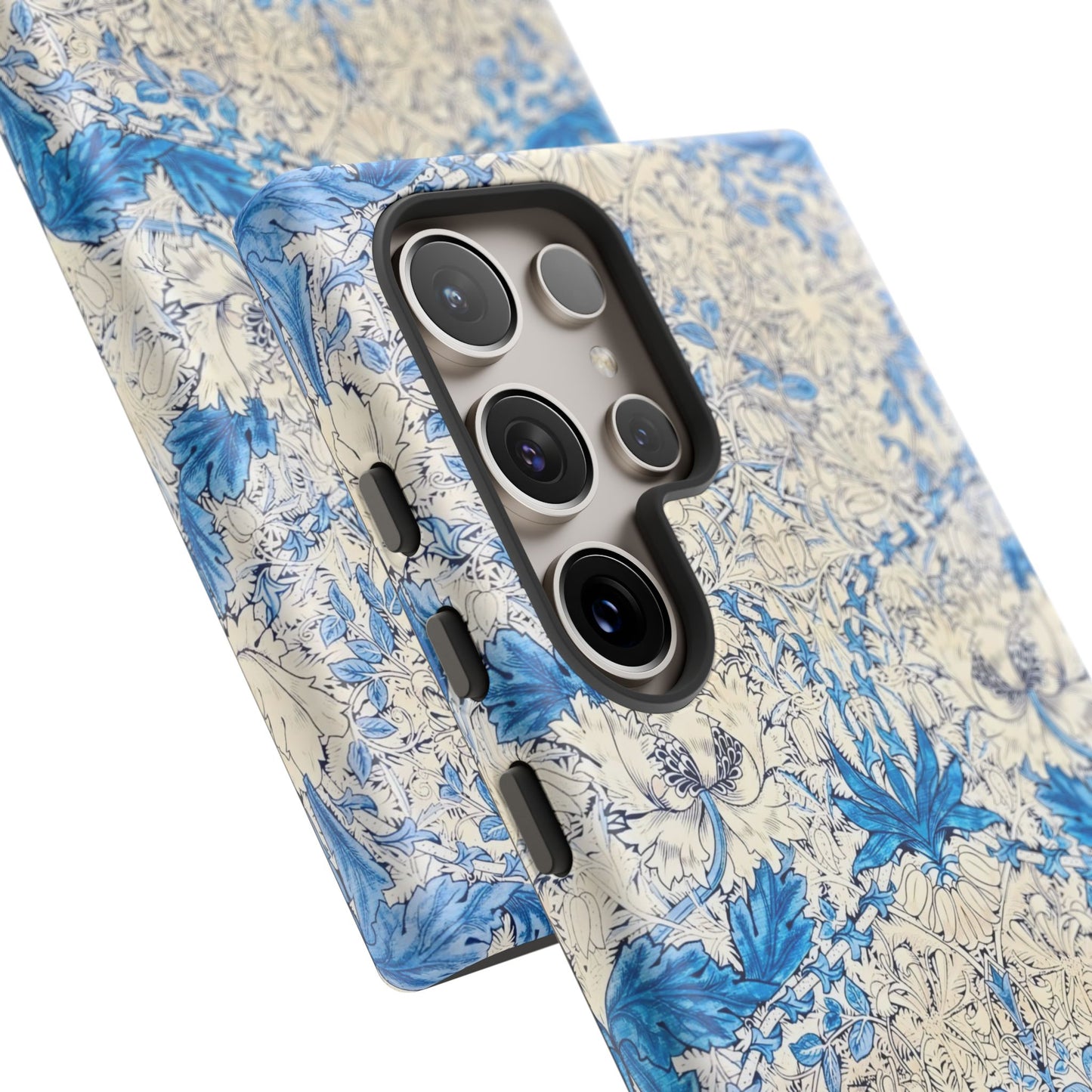 Elegant Floral Phone Case, Tough iPhone Cover, Stylish Mobile Protector, Blue Patterned Case, Unique Gift for Her