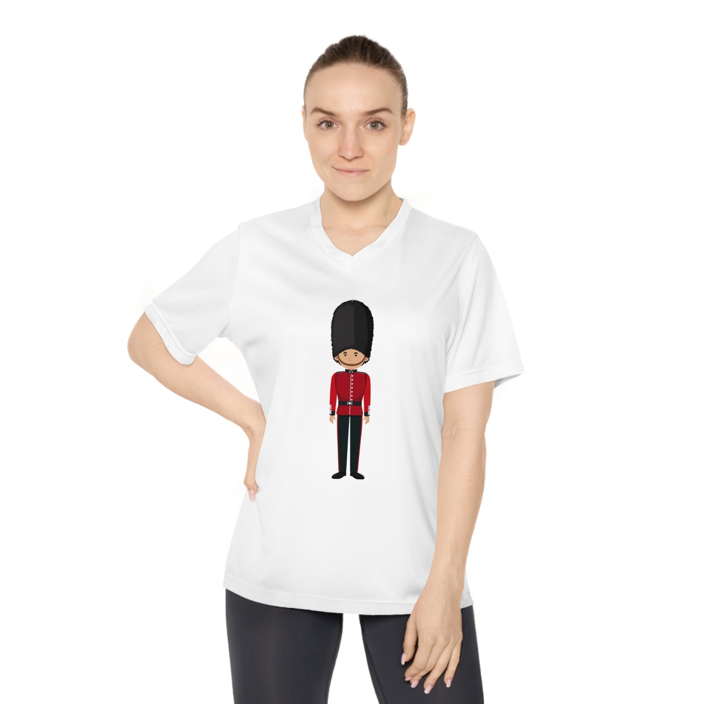 Women's Performance V-Neck T-Shirt - Cartoon Guard Design - British Royal Guard