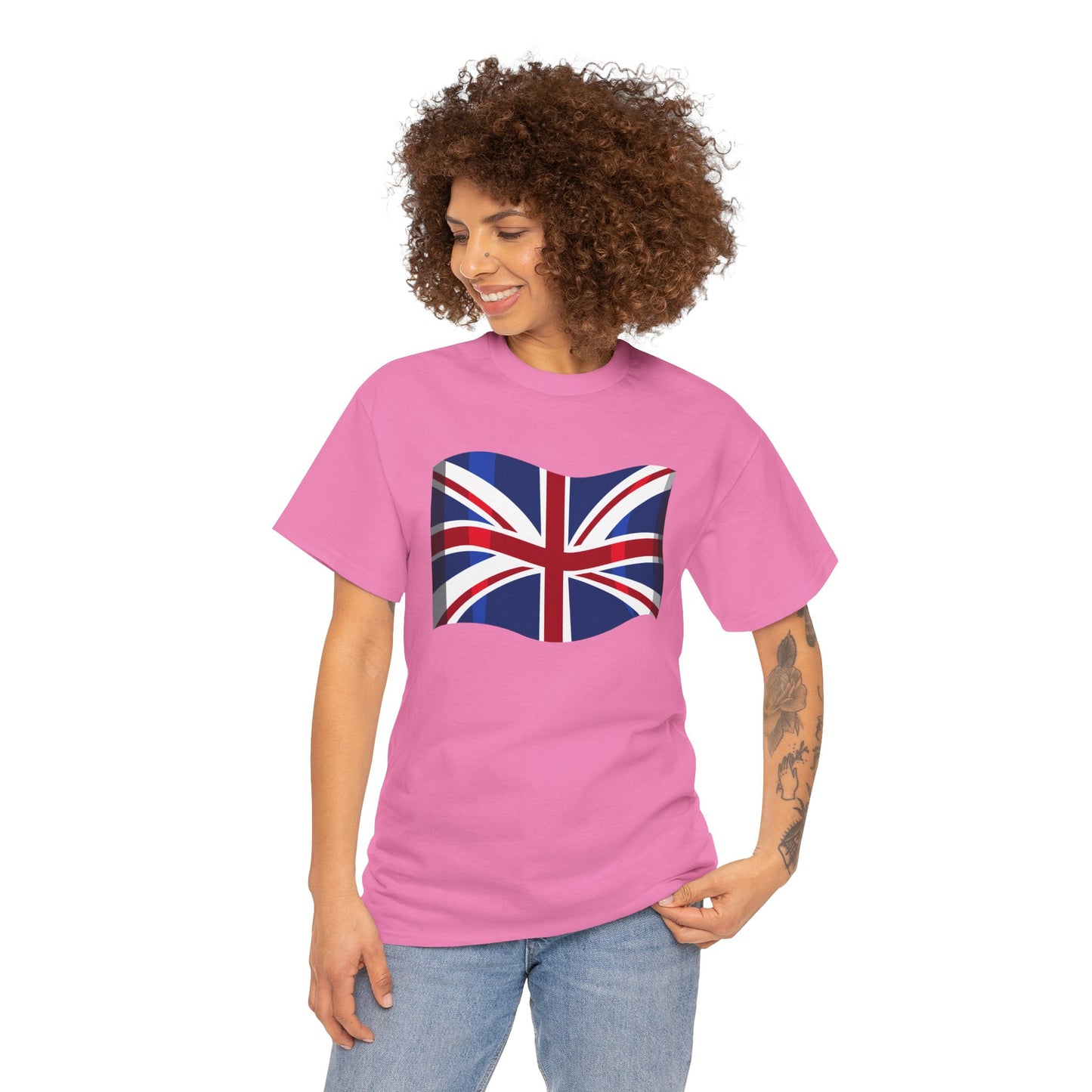 Unisex Heavy Cotton Tee - Classic UK Flag Design - Union Jack Symbol