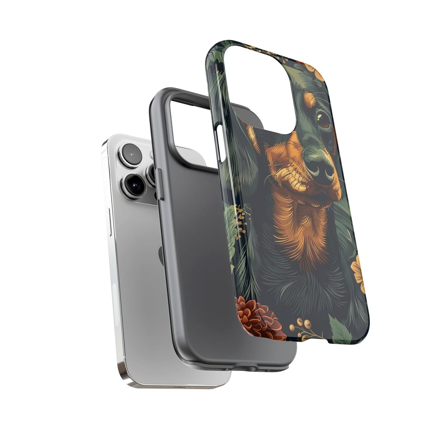 Dachshund Phone Case, Floral Pet Phone Cover, Dog Lover Gift, Tough Phone Case, Custom Dachshund Design, Unique Dog Owner Accessory