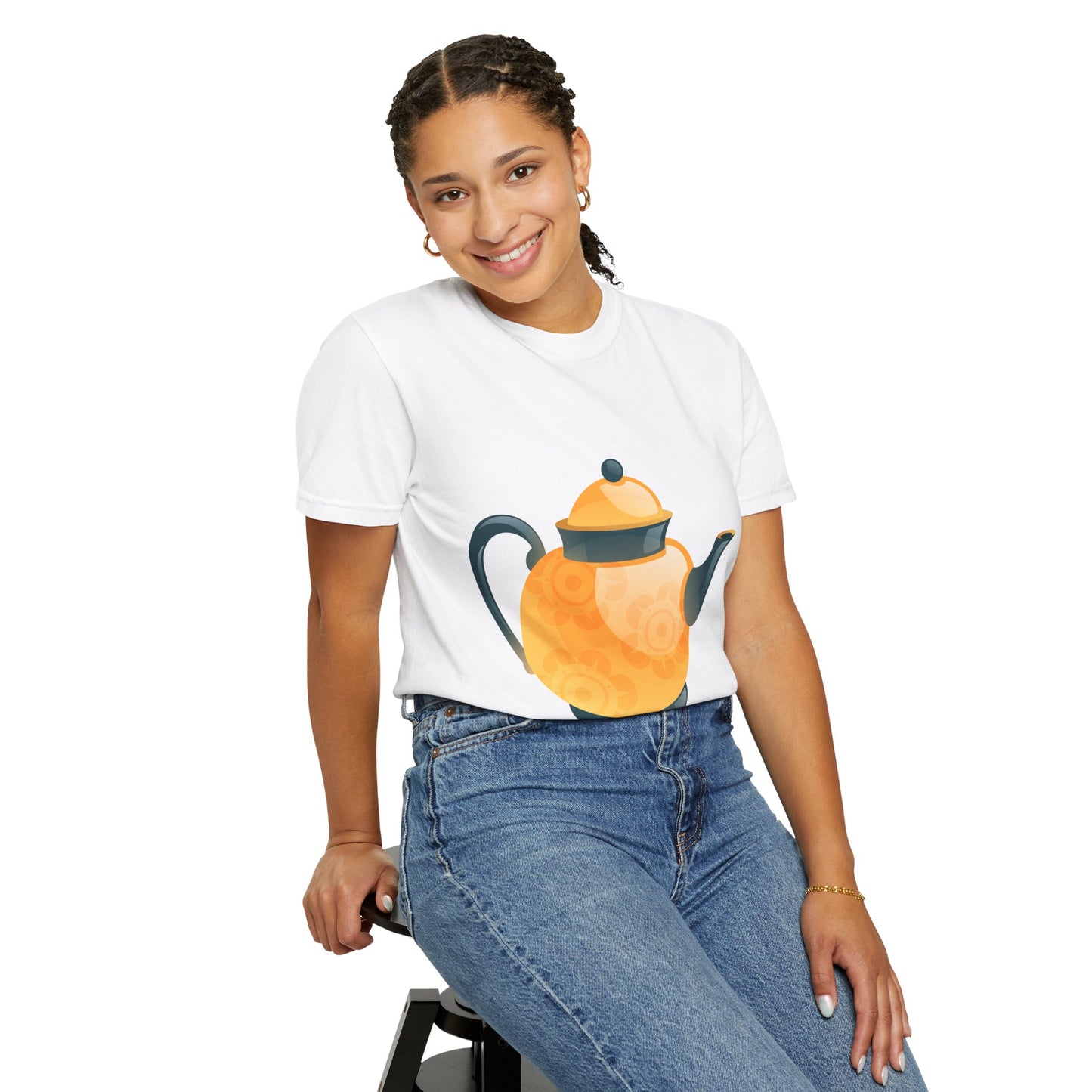 Unisex Garment-Dyed T-shirt - Classic British Tea Kettle - Timeless Elegance in Tea Time