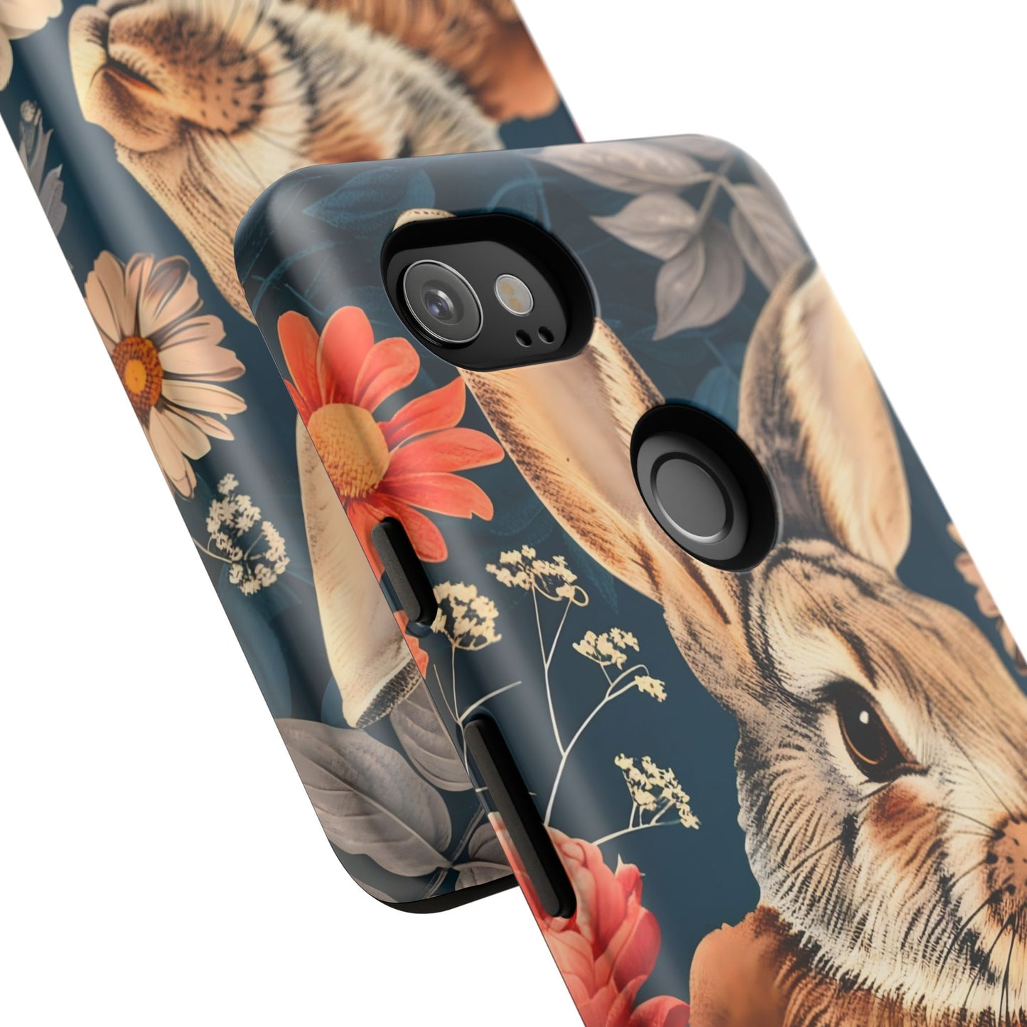 Floral Rabbit Phone Case, Cute Phone Cover, Tough Cases for Animal Lovers, Unique Gift for Birthdays, Nature-Themed Accessories