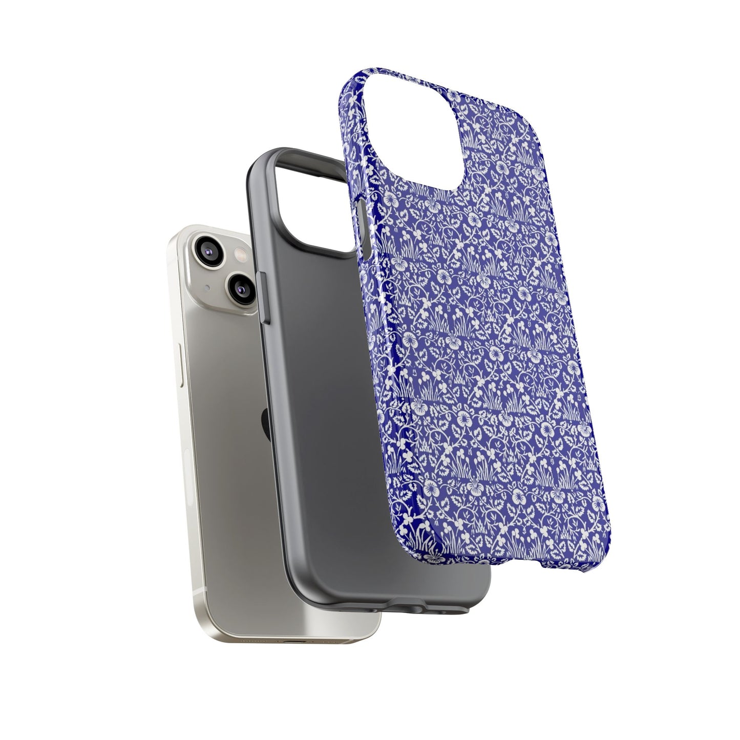 Elegant Floral Phone Case - Tough Cases, Blue Floral Design, Stylish Phone Accessory, Unique Gift, Modern Tech Protection