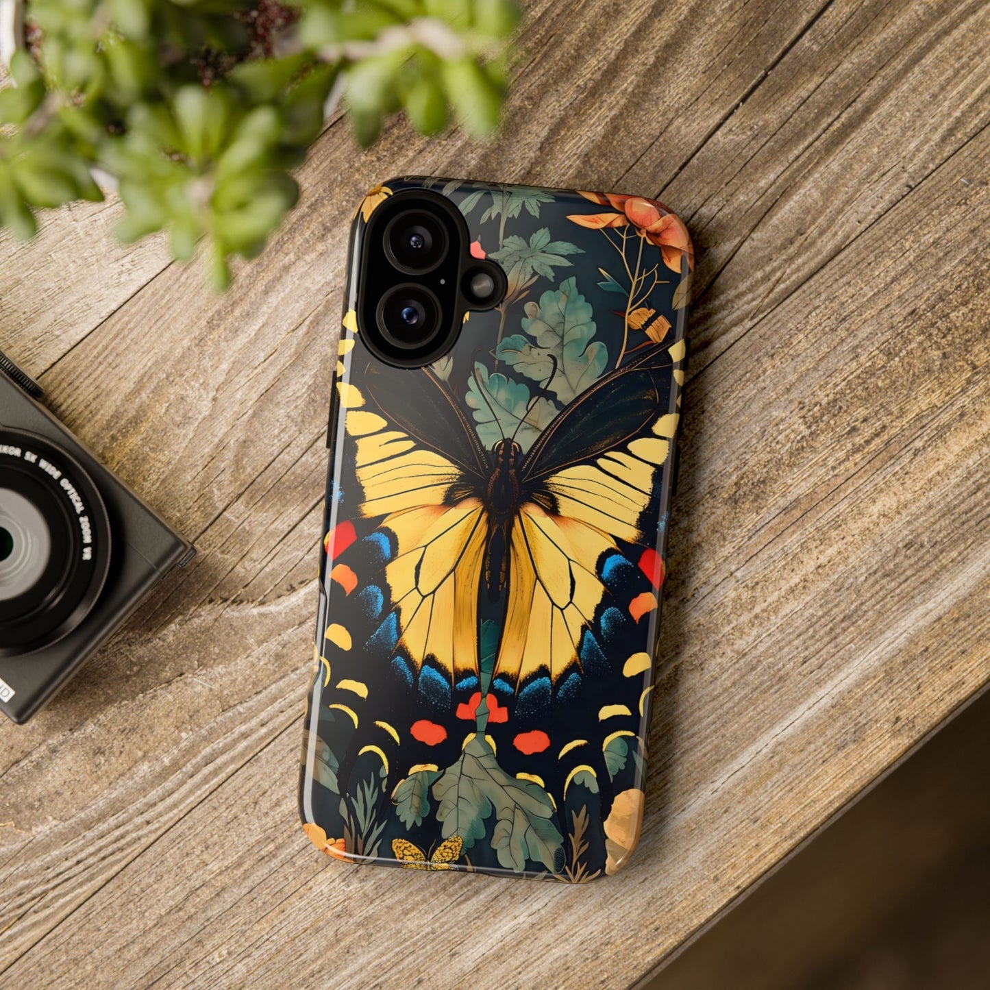 Butterfly Floral Phone Case, Art-inspire Tough Case, Gift for Nature Lovers, Butterfly Pattern Cover, Eco-Friendly Mobile Accessory
