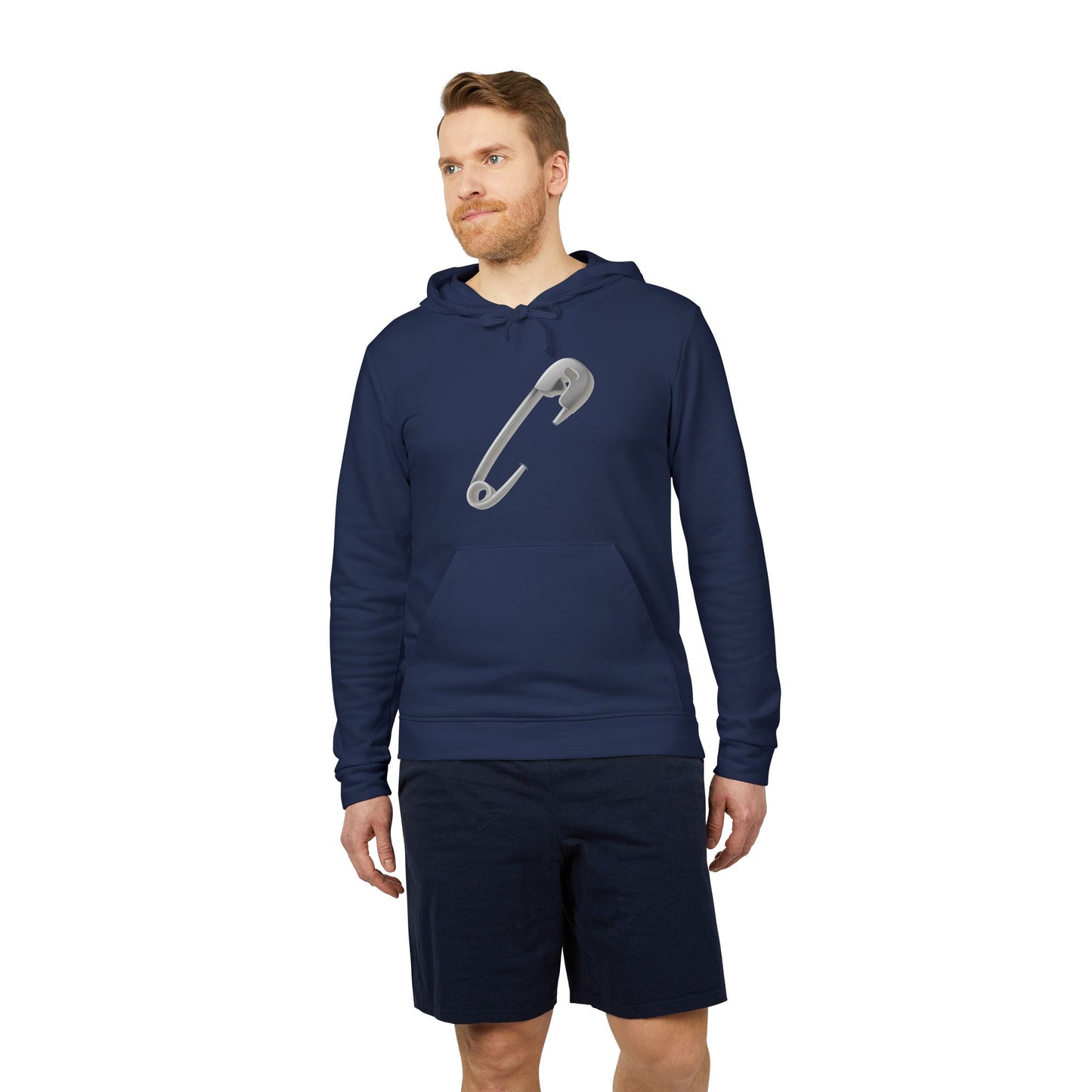 adidas Unisex Fleece Hoodie - Minimalist Safety Pin Design
