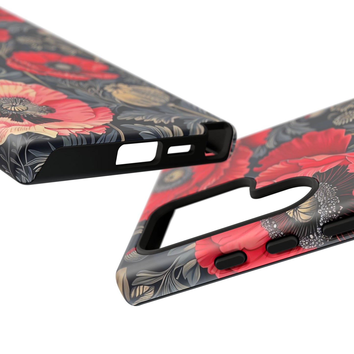 Floral Phone Case with Artistic Poppies, Tough Cases, Flower Design, Nature Lover Gift, Customizable Mobile Cover, Stylish Phone Accessories