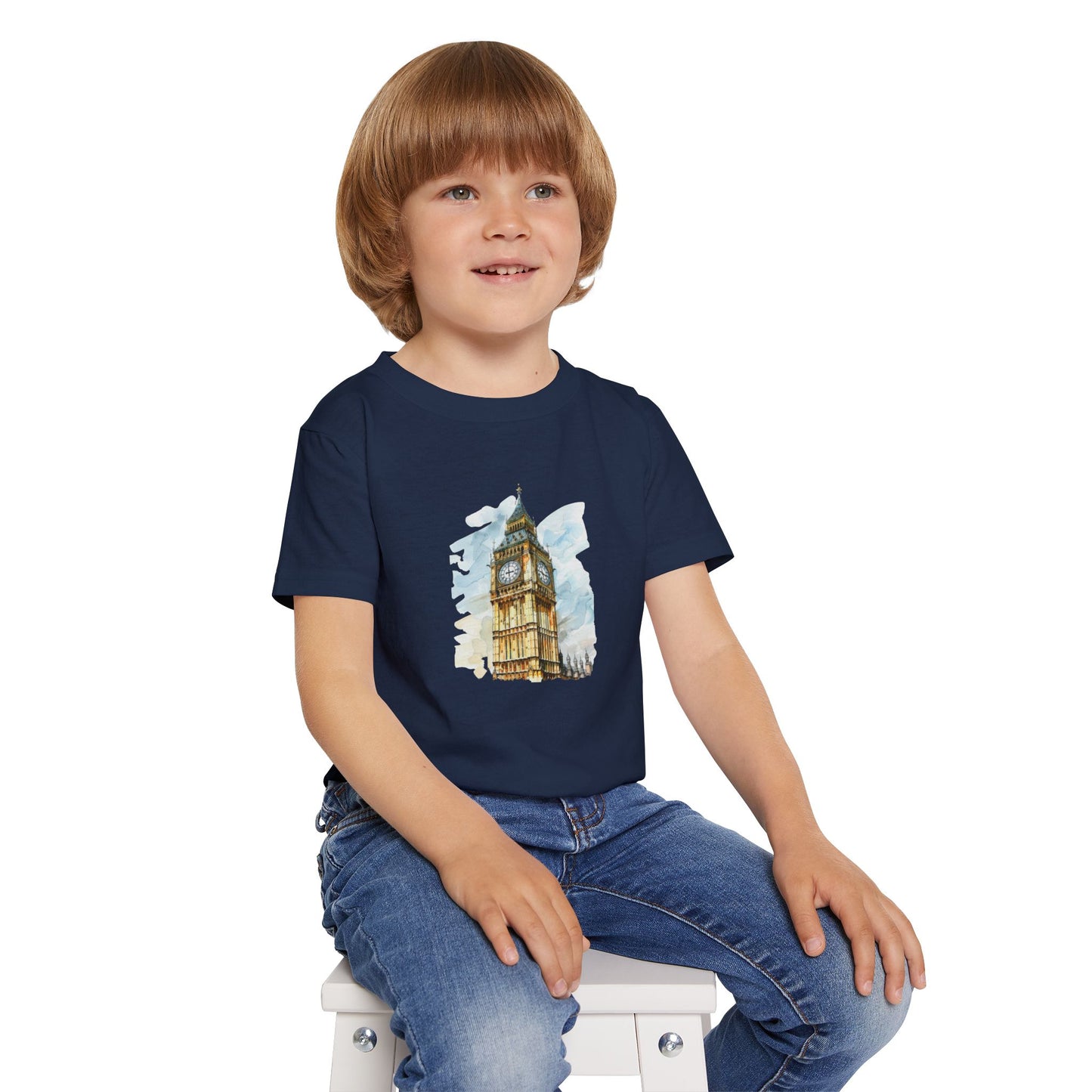 Toddler T-Shirt - London's Big Ben Landmark Painting - Fun Kid's Apparel for Little Explorers