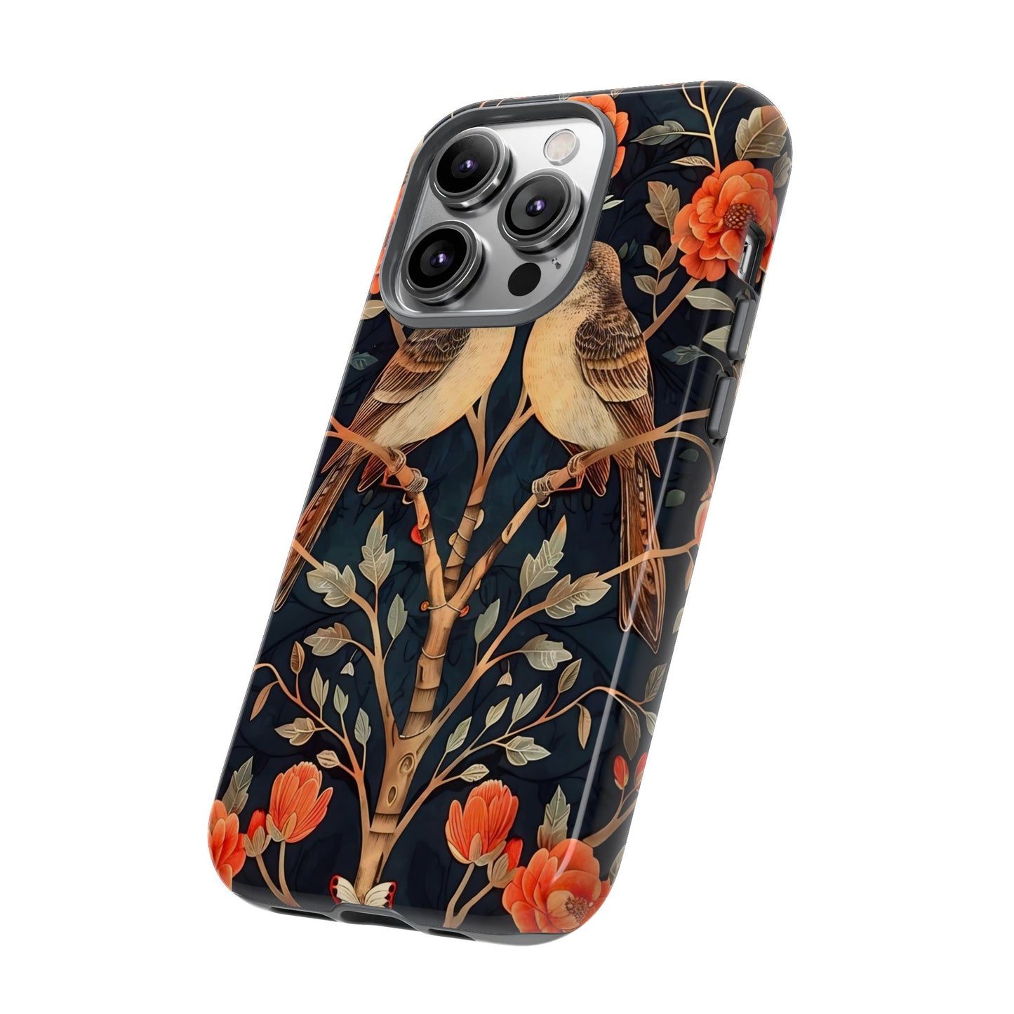 Floral Phone Case – Tough Cases with Bird Design, Unique Gift for Nature Lovers, Stylish Tech Accessory, Phone Cover, Artistic Case