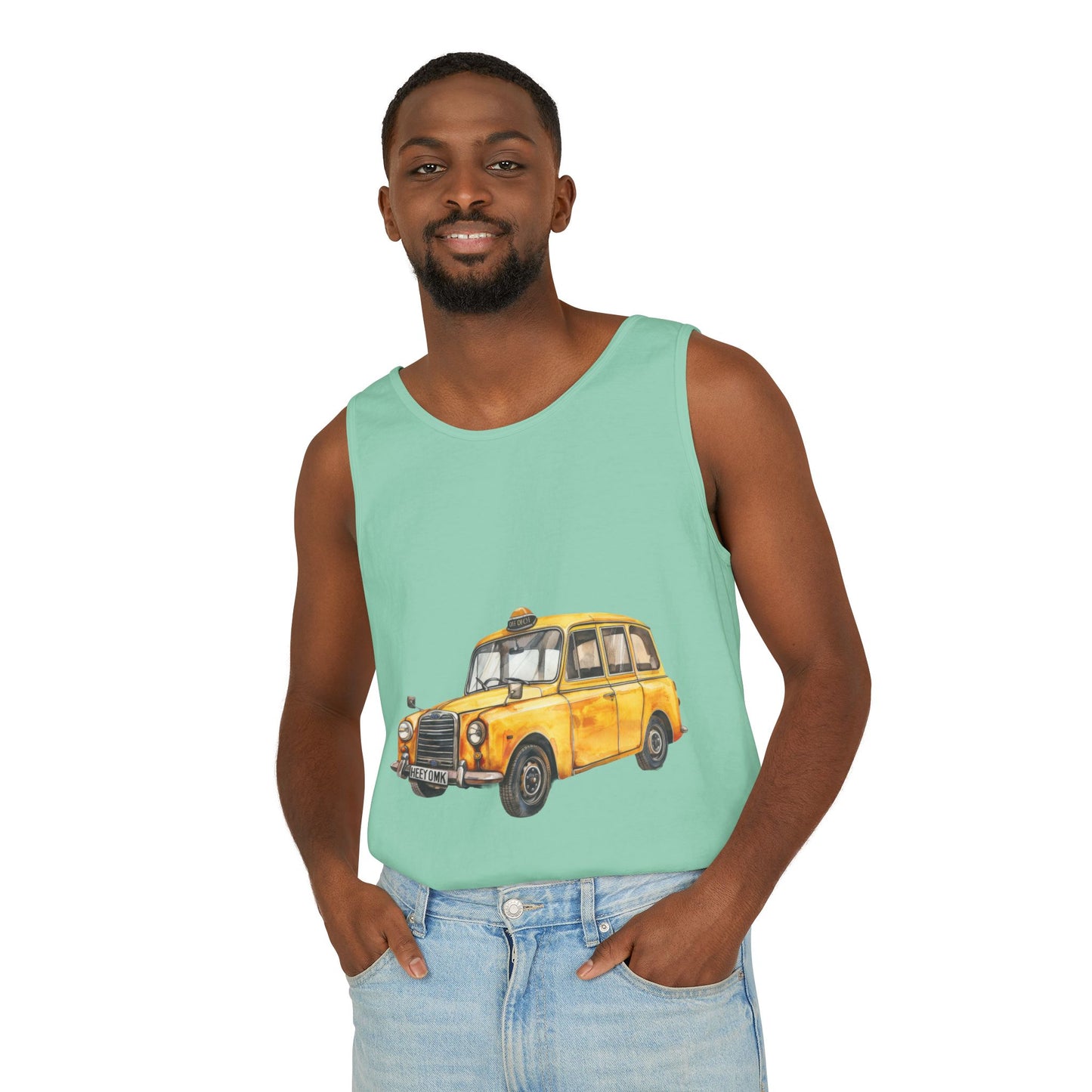 Unisex Garment-Dyed Tank Top - British Vintage Car - Classic Elegance and Timeless Style