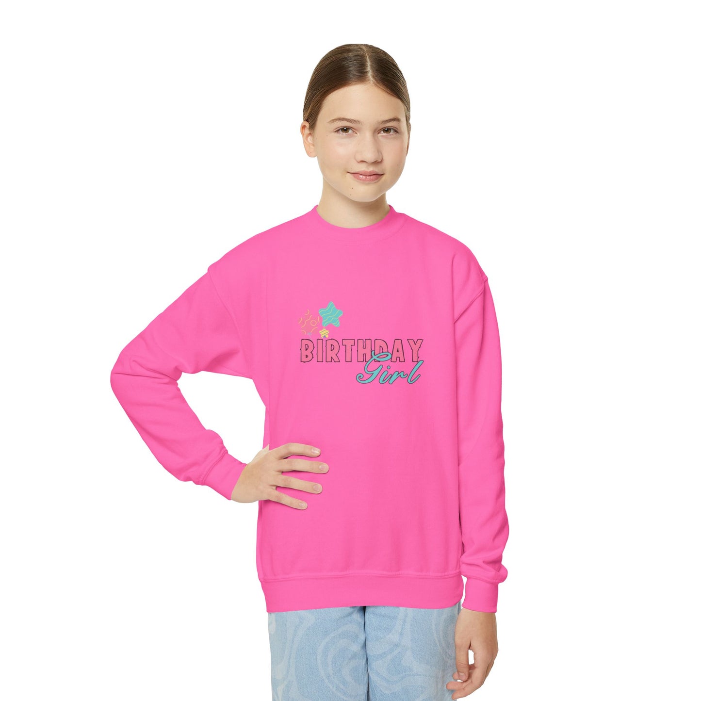 Birthday Girl Youth Crewneck Sweatshirt - Cute Celebration Apparel
